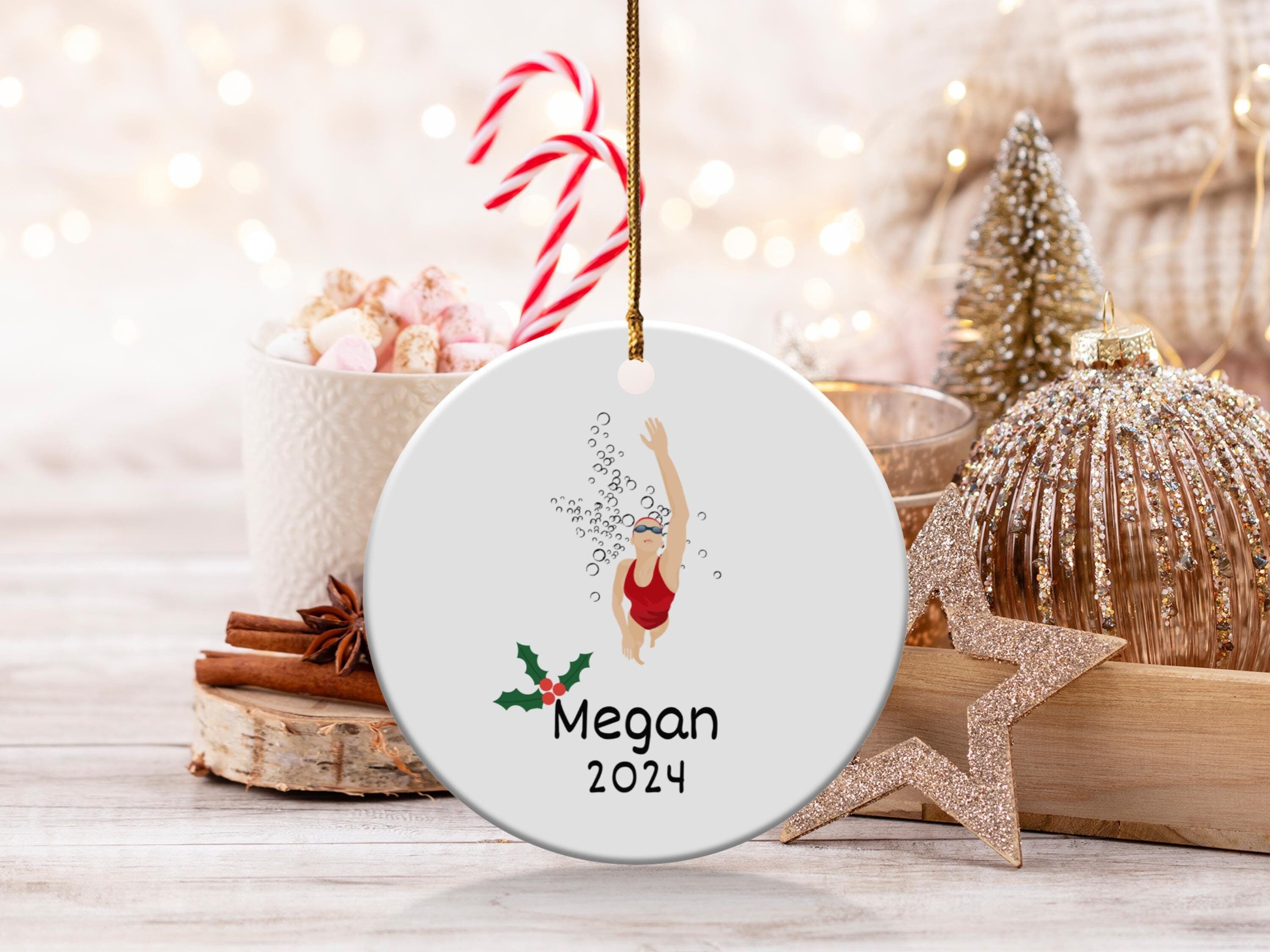 Personalized Swimmer Christmas Ornament, Custom Holiday Gift