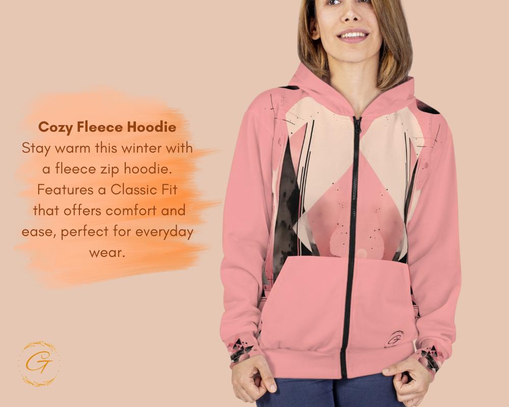 Quantum Polygons Unisex Zip Hoodie All-Over Print Futuristic Geometric Sweatshirt