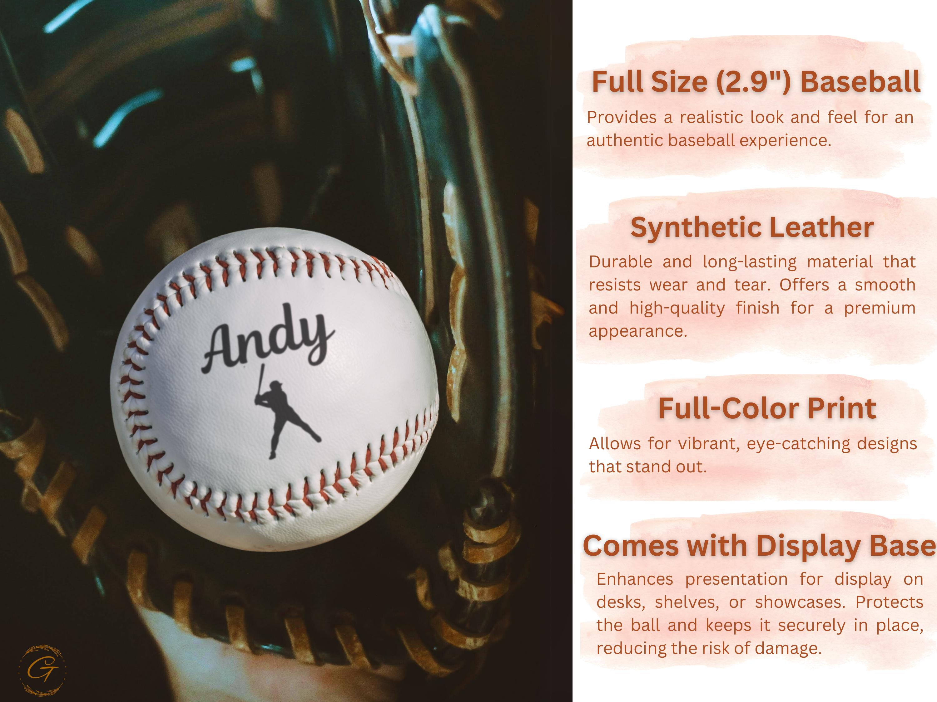 Custom Baseball Gift - Personalized with Name & Player Silhouette