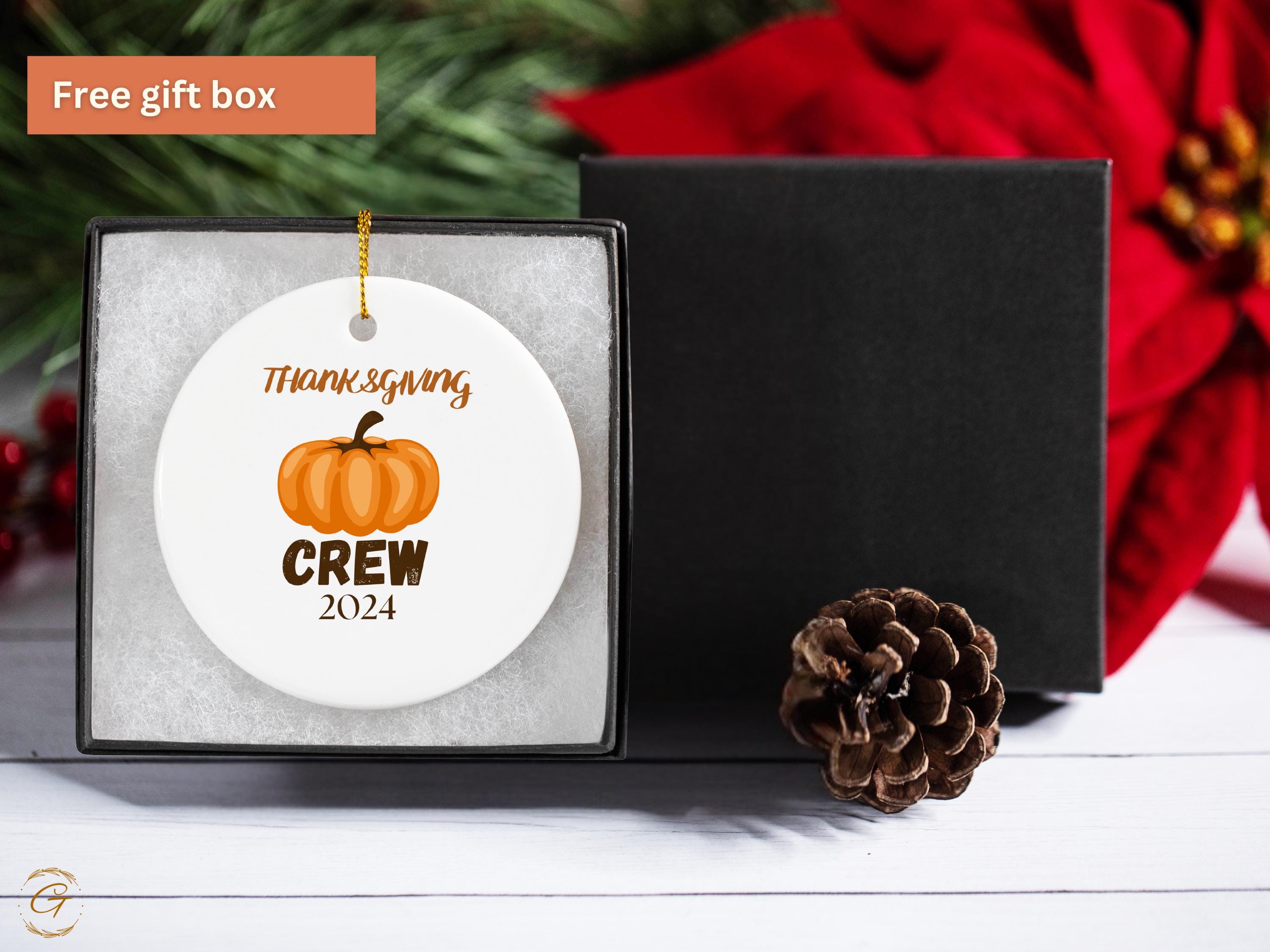 Thanksgiving Crew 2024 Ornaments, Fall Pumpkin Thanksgiving Decorations, Autumn Holiday Decors, Family Gathering Keepsake, Holiday Keepsakes