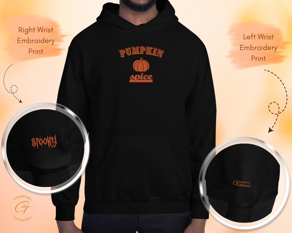 Halloween Pumpkin Spice Hoodie, Autumn Theme Hooded Sweatshirt, Cozy Hooded Pullover, Spooky Season Hooded Sweater, Halloween Pumpkin Hoodie