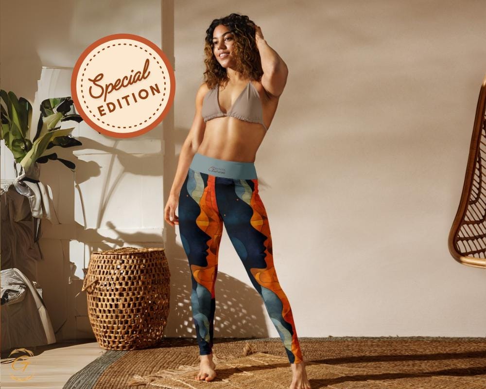 Vibrant Wave Print AOP Yoga Leggings and Shorts - High-Waisted, Comfortable Activewear, Stylish Activewear for Yoga, Workouts, Everyday Wear