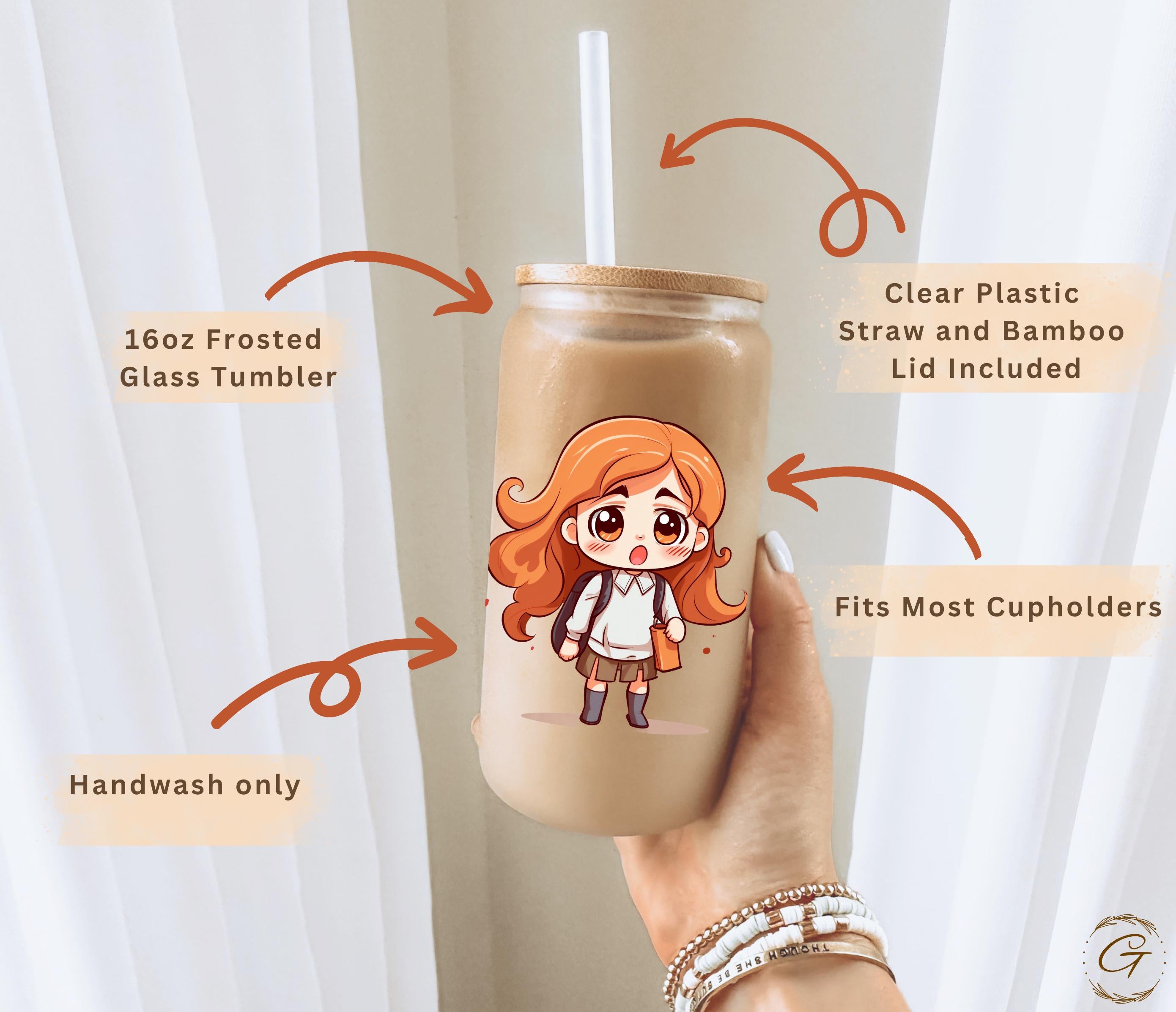 Chibi Art Girl "Where did Summer go?" Design Frosted Glass Cup
