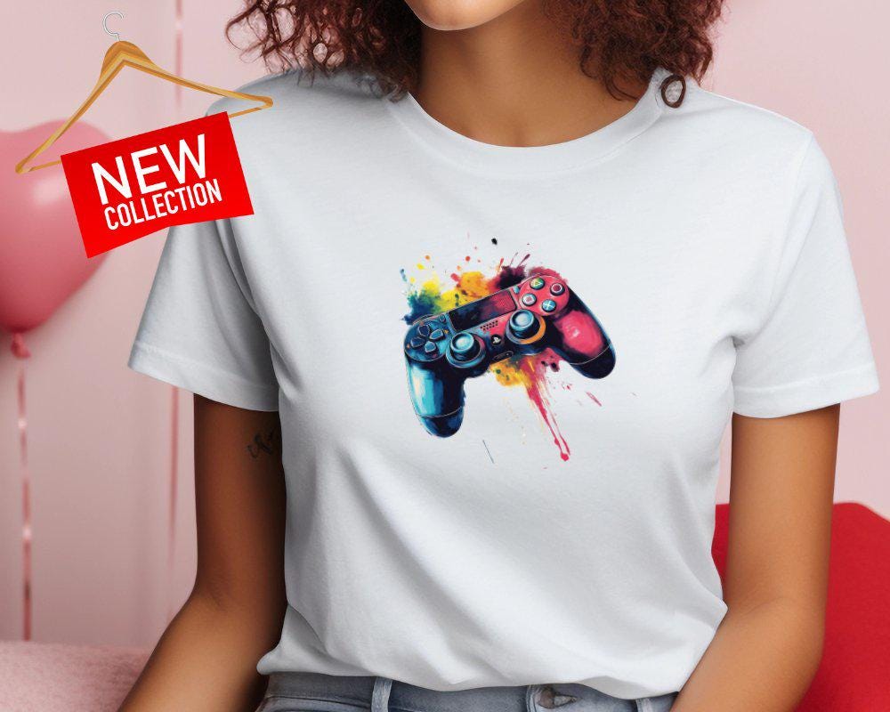 Gamer Graphic T-Shirt, Colorful Controller Tee