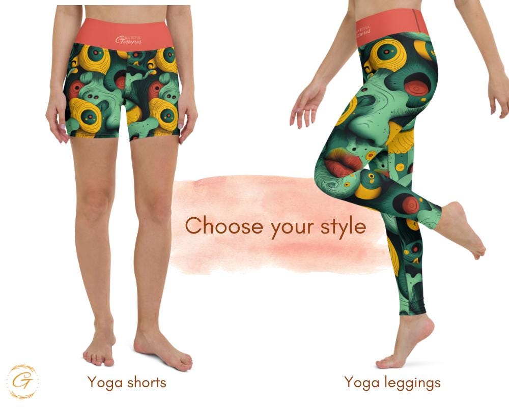 Dreamy Mint AOP Yoga Leggings and Shorts Stylish, Women’s Activewear Comfortable High-Stretch Perfect for Yoga Fitness and for Everyday Wear