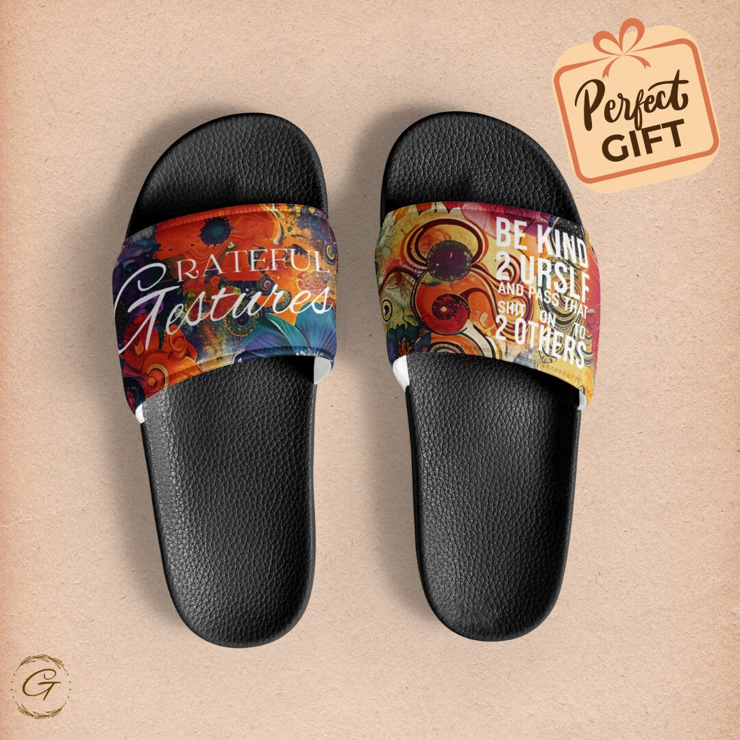 Men's Slides with Floral Vibrant Colors