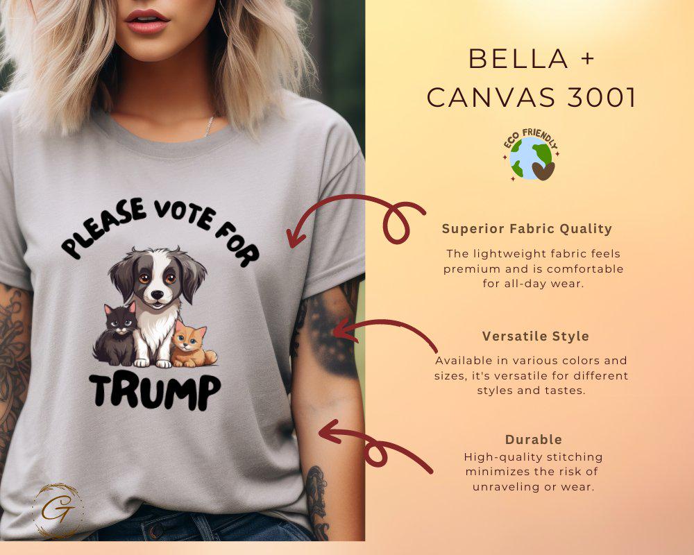 Trump T-Shirt, Political Cute Dog and Cat Vote Tee