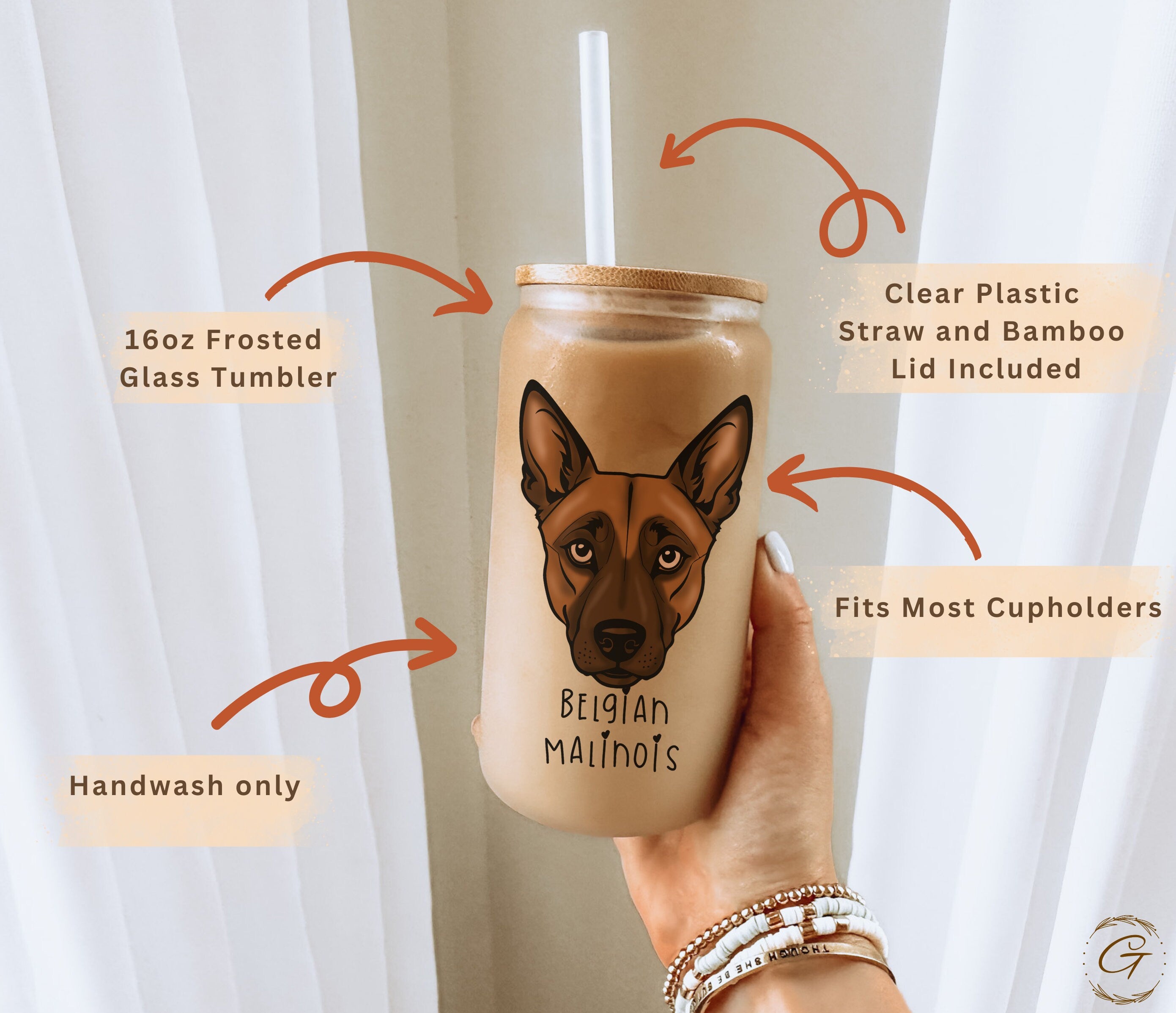 Belgian Malinois Dog Art Frosted Glass