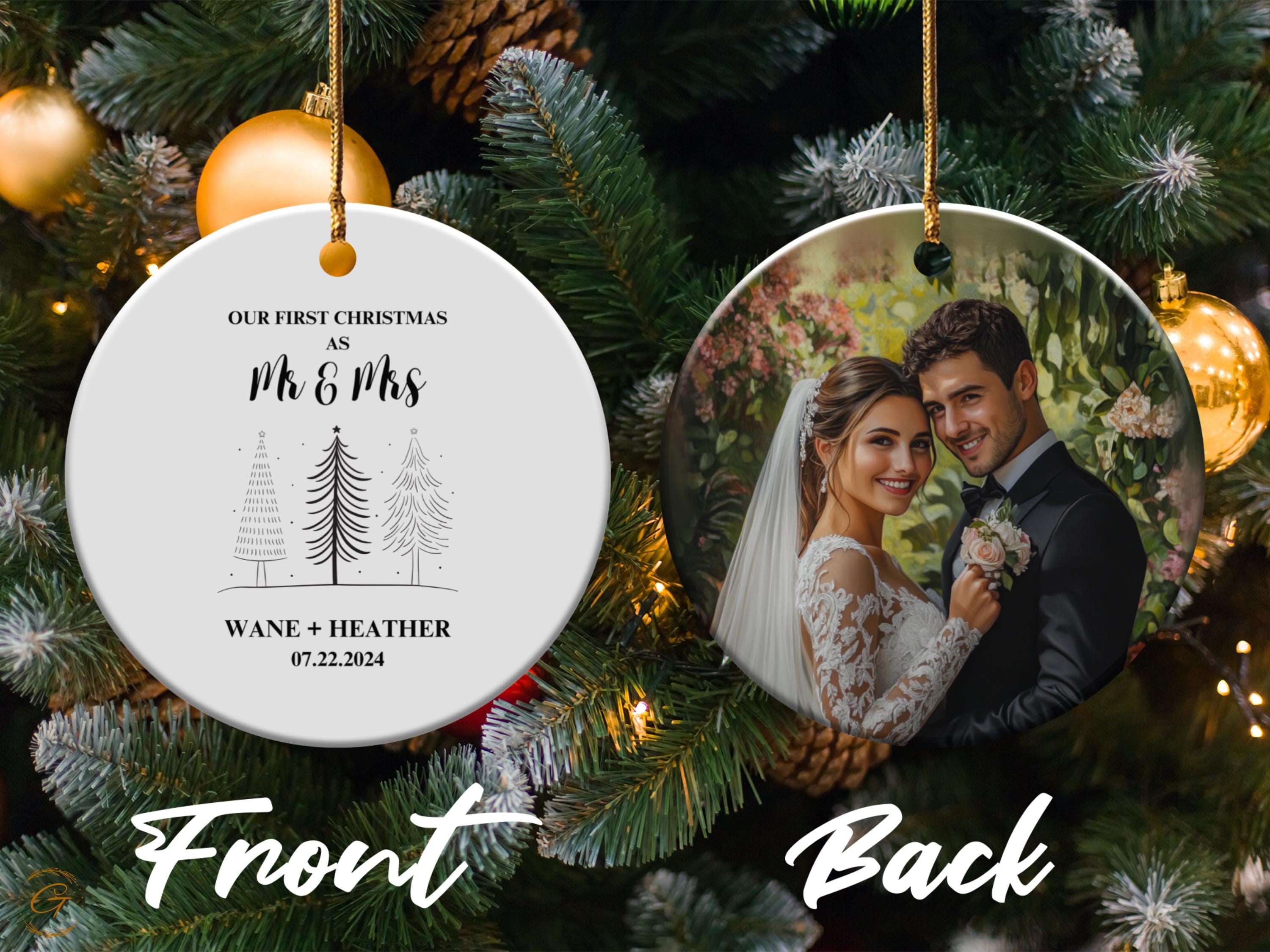 Personalized First Christmas Ornament Mr and Mrs, Personalized Ornament Wedding Gift, Custom Christmas Tree Newlywed Ornament,  Couples Gift
