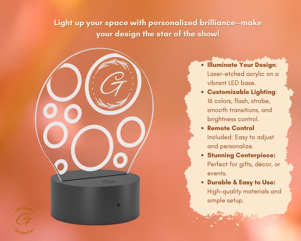 GBubble Circle Acrylic LED Sign, Modern Light Decor