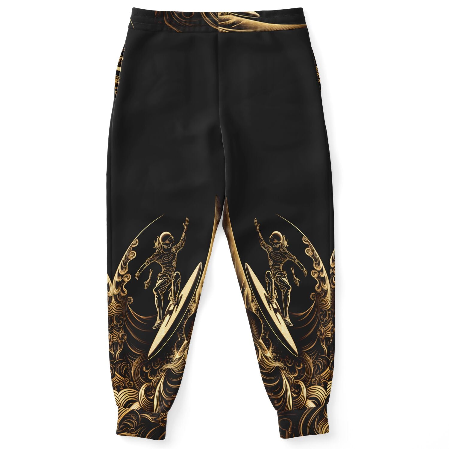 Gold Surfer Joggers – Black and Gold Wave Sweatpants