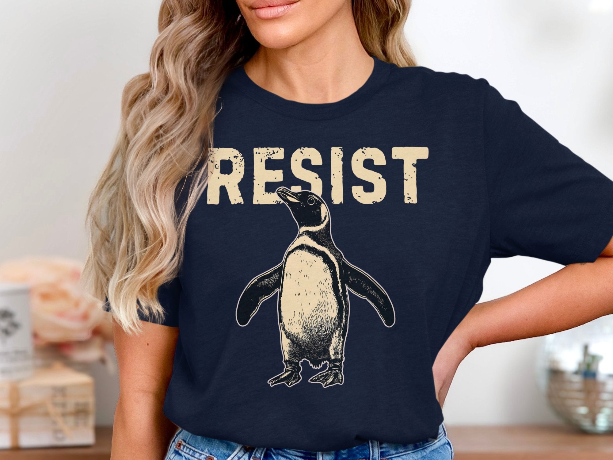 Resist Penguin Graphic Casual Unisex Shirt product