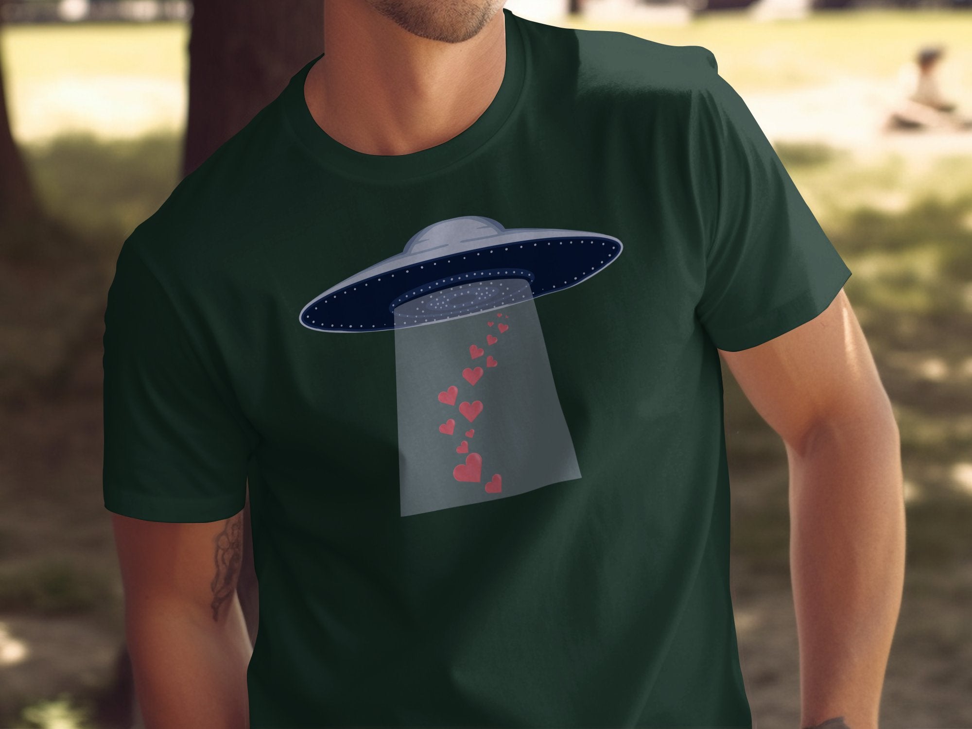UFO Abducting Hearts Graphic Tee shirt product