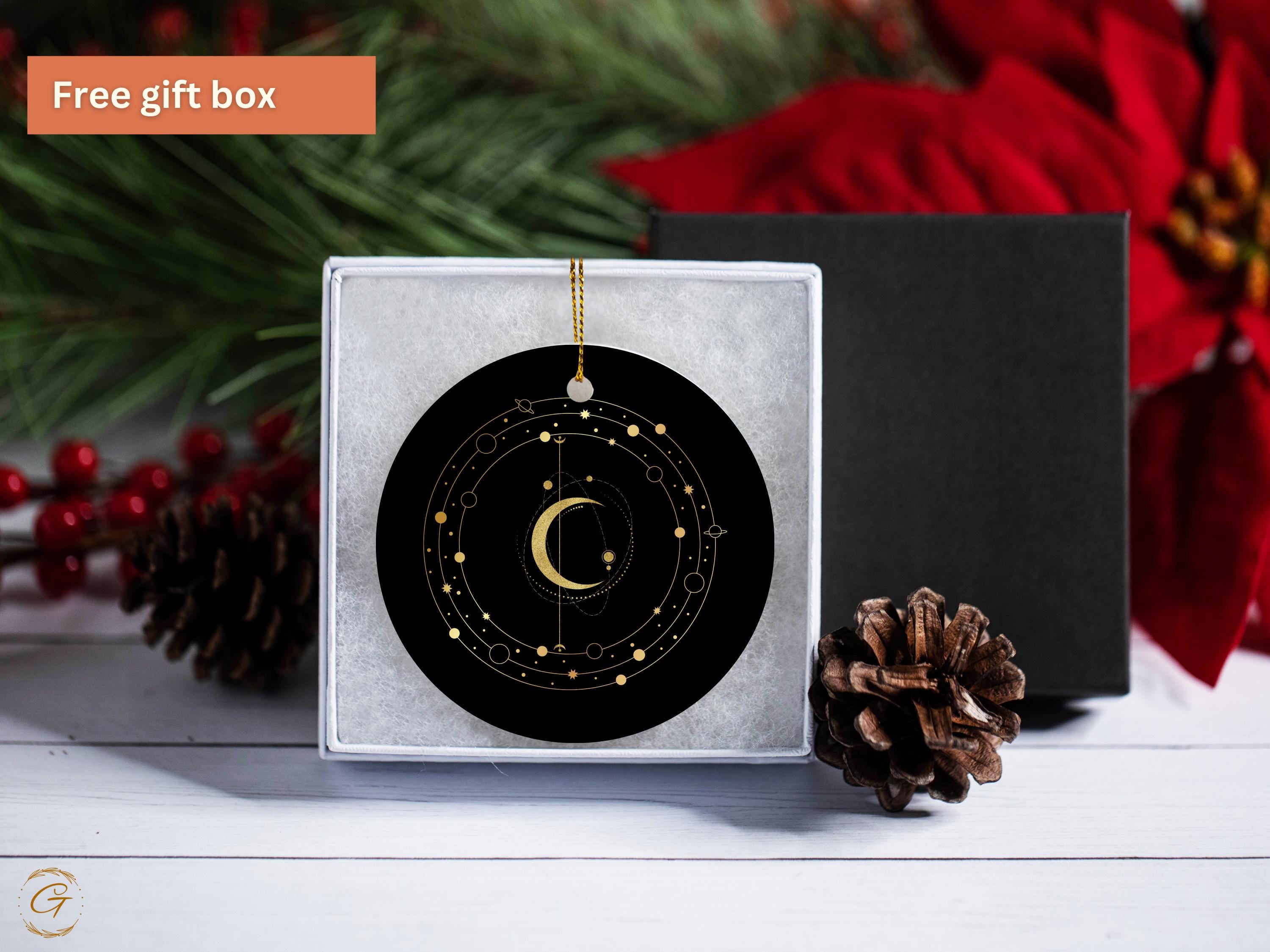 Celestial Moon Phase Ornament, Astronomical Home Art Decor