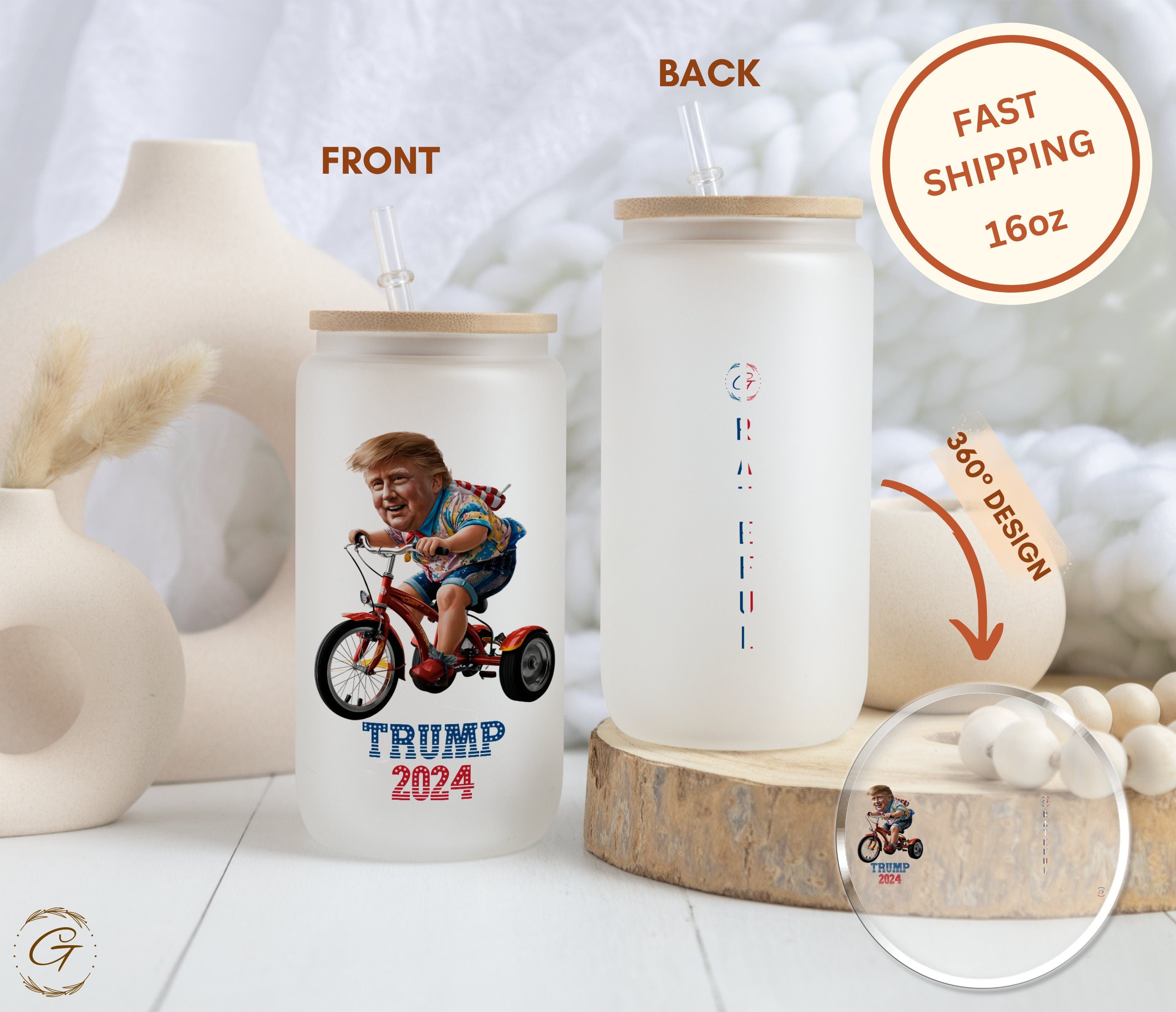 Trump 2024 Design Frosted Glass Cup
