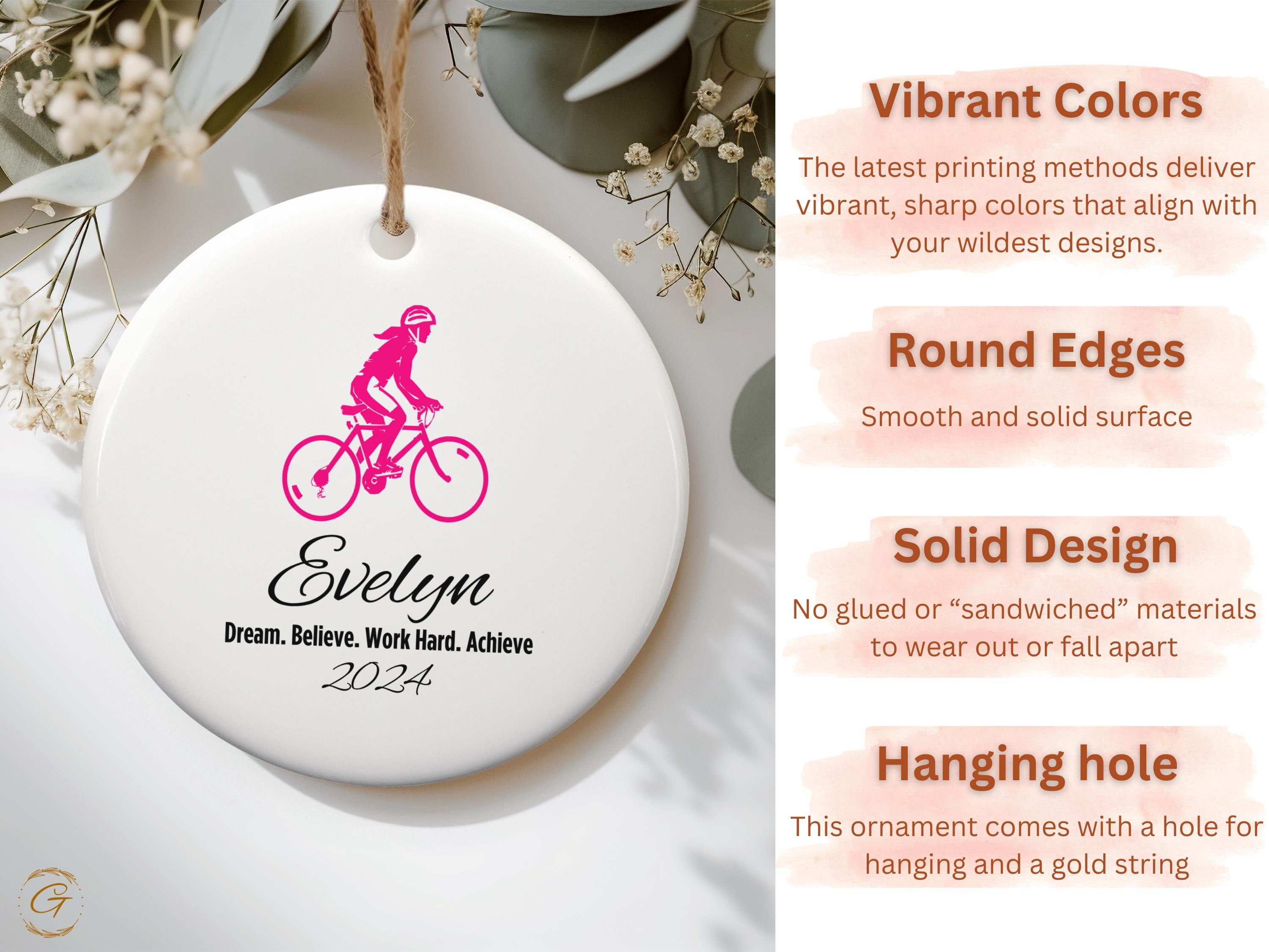 Personalized Cyclist Ornaments, Custom Name 2024 Ornament