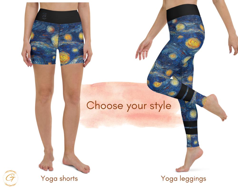 Starry Night Floral Minimalist Leggings and Shorts