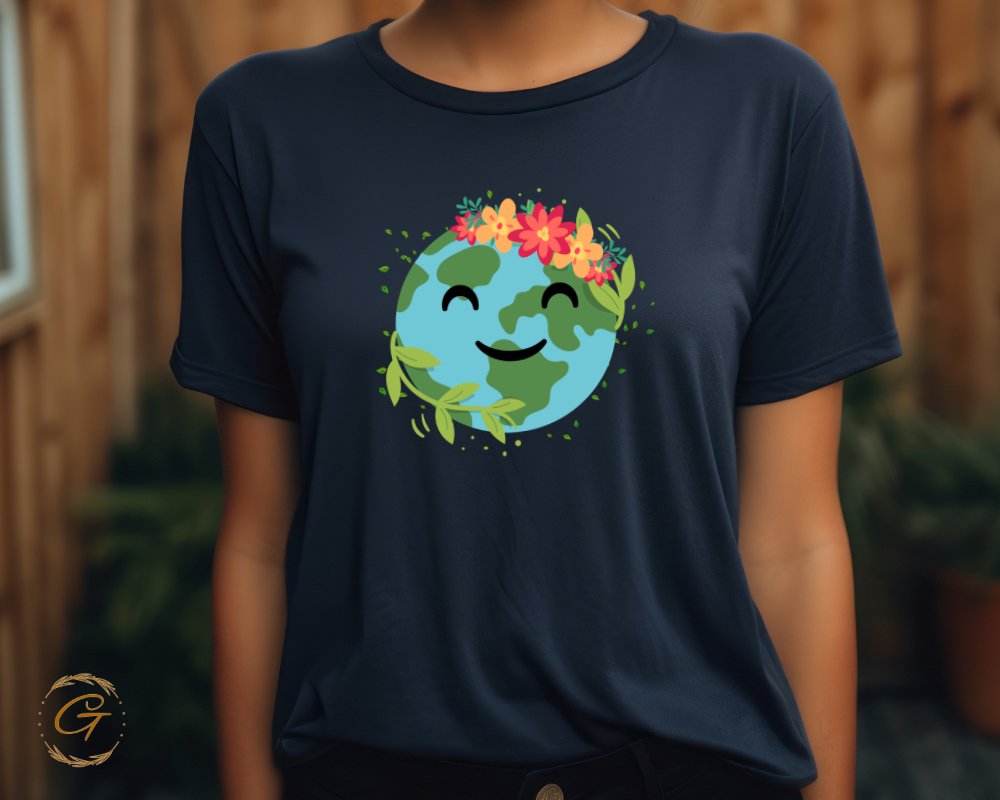 Floral Earth Graphic Print Black T-Shirt product type
