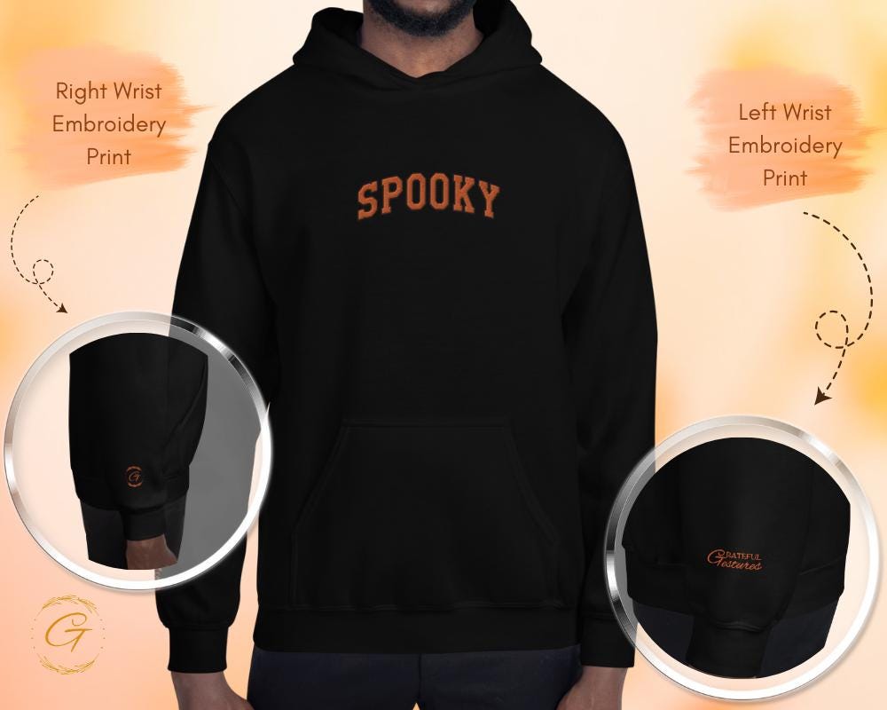 Spooky Hoodie for Halloween Hooded Sweatshirt Cool Halloween Pullover with Hood Ghost Season Halloween Hooded Sweater Cozy Spooky Hooded Top