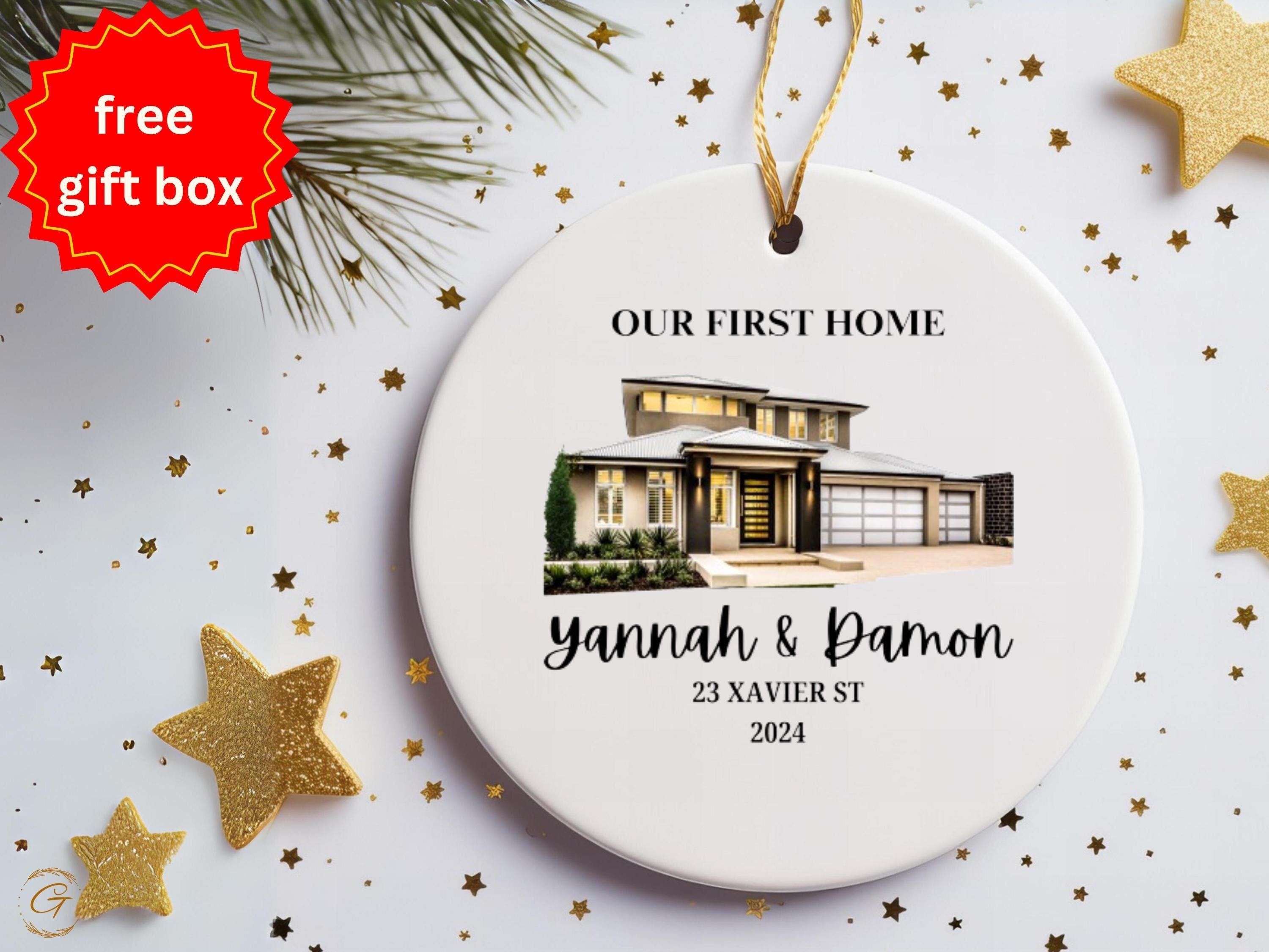 Personalized First Home Ornament, Custom Housewarming Gifts, New Homeowner Keepsake, House Photo Ornament, Home Sweet Home Gift for Neighbor