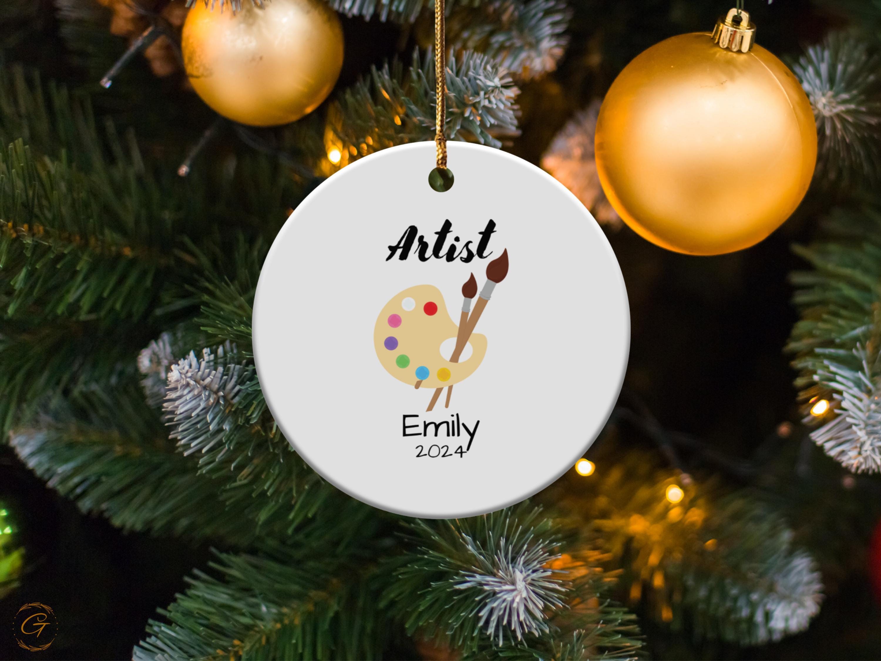 Personalized Artist Ornament 2024, Custom Name Art Palette Christmas Ornament, Unique Gift for Art Students & Teacher, Ideal Gift for Artist