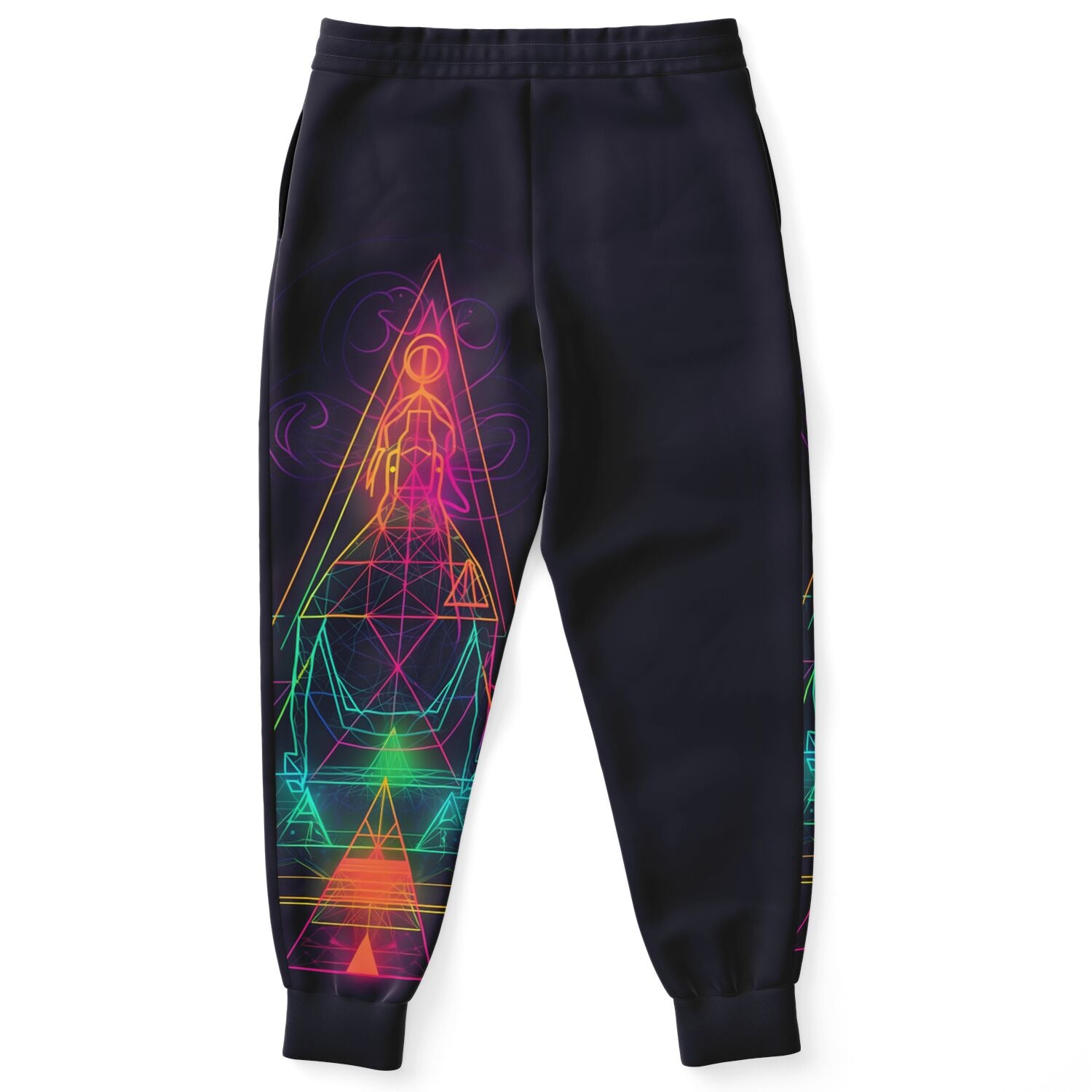 Neon Geometric Spiritual Joggers – Psychedelic Enlightenment Sweatpants