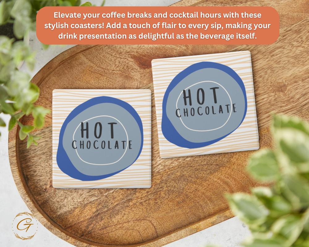 Soapstone Coaster with Hot Chocolate Design, Durable Cork Backing, Cozy Winter Decor, Unique Drink Coaster, Perfect Gift for Beverage Lovers