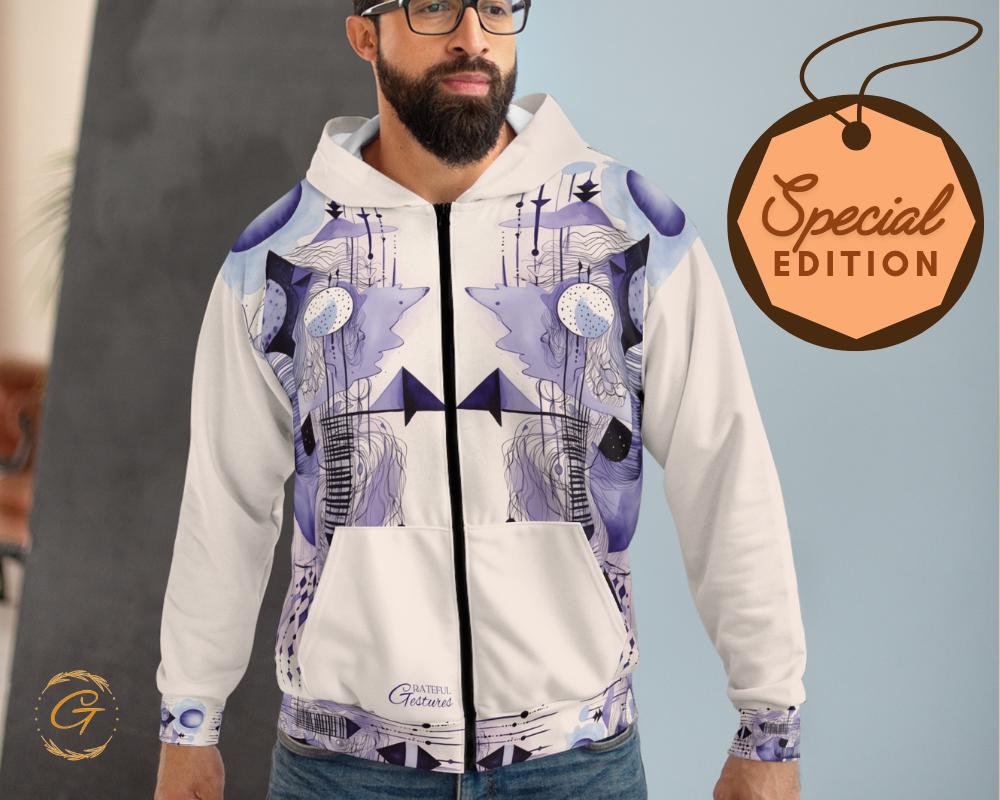 Quantum Pastel Design Unisex Zip Hoodie All-Over Print