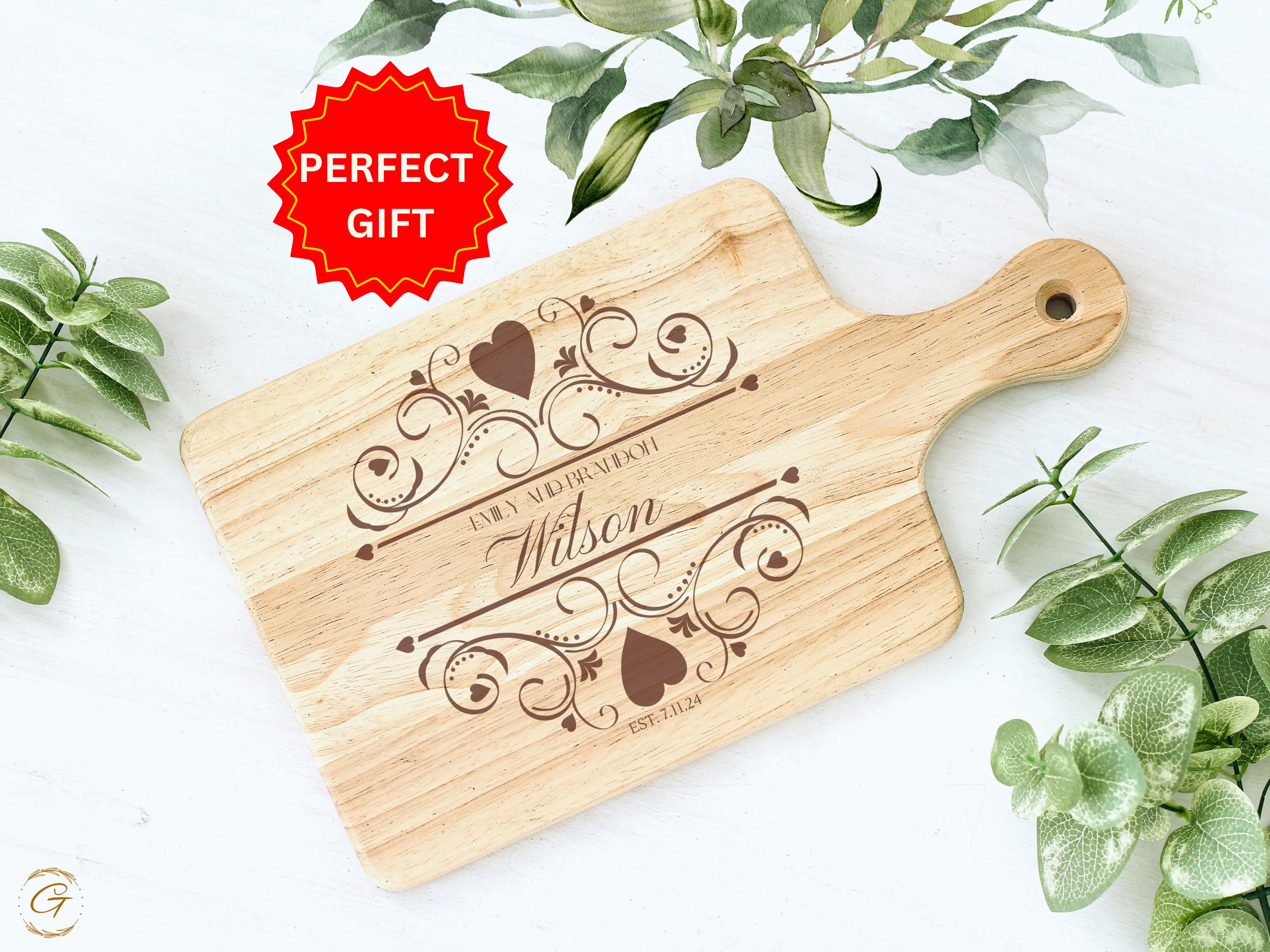 Personalized Wedding Cutting Board | Custom Couple Names and Date | Engraved Kitchen Gift for Newlyweds | Rustic Wedding Decor | Ideal Gifts