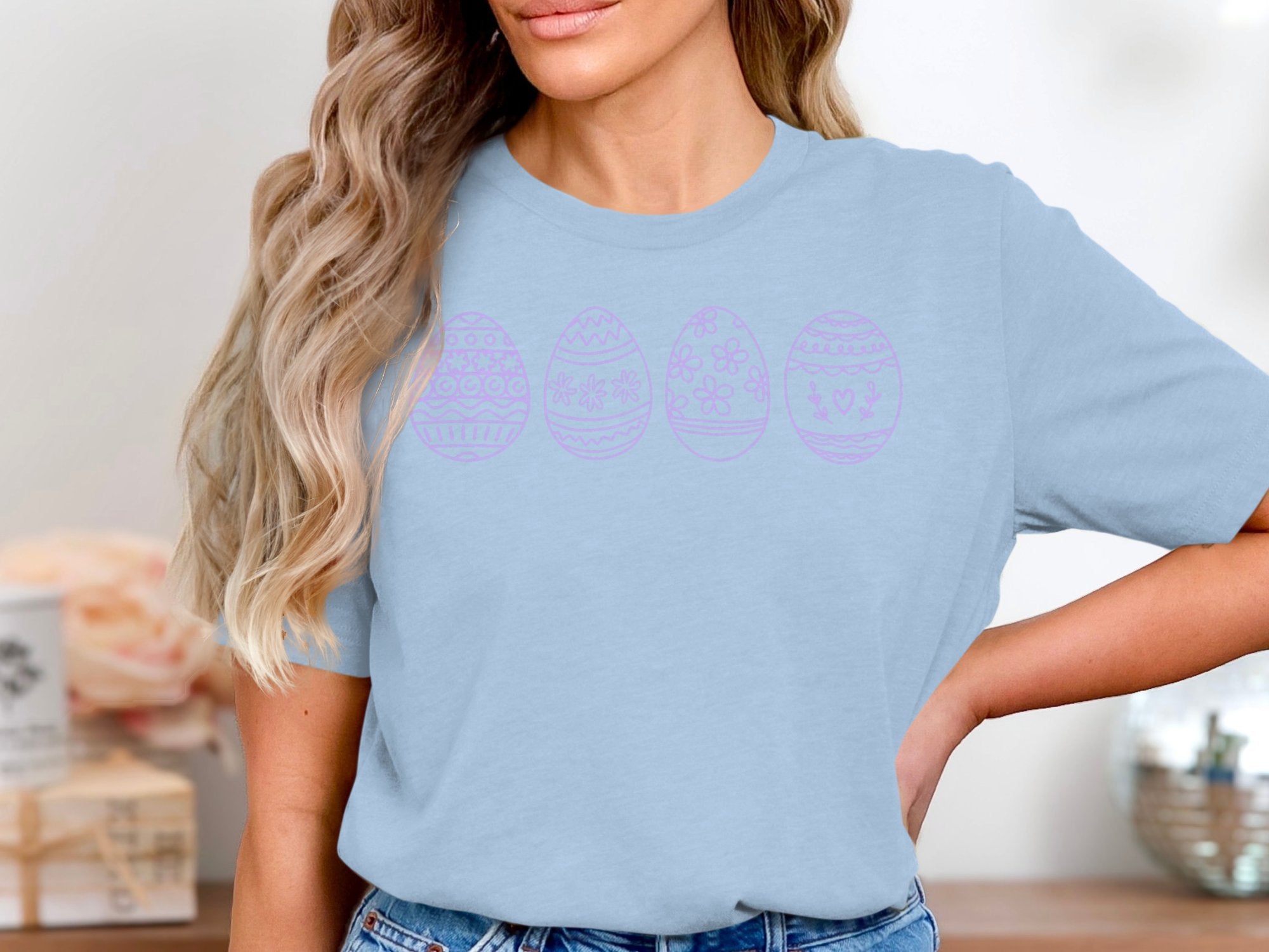 Pastel Blue Easter Eggs Graphic Printed T-Shirt product