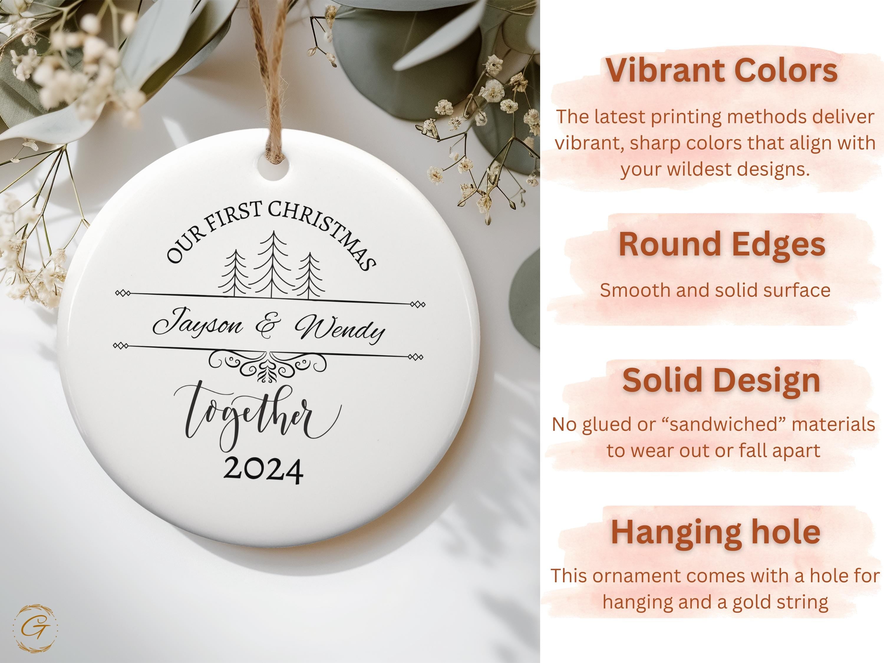 Personalized First Christmas Together Ornament 2024, First Christmas Together Ornament, Holiday Keepsake, Newlywed Xmas Ornament Couple Gift