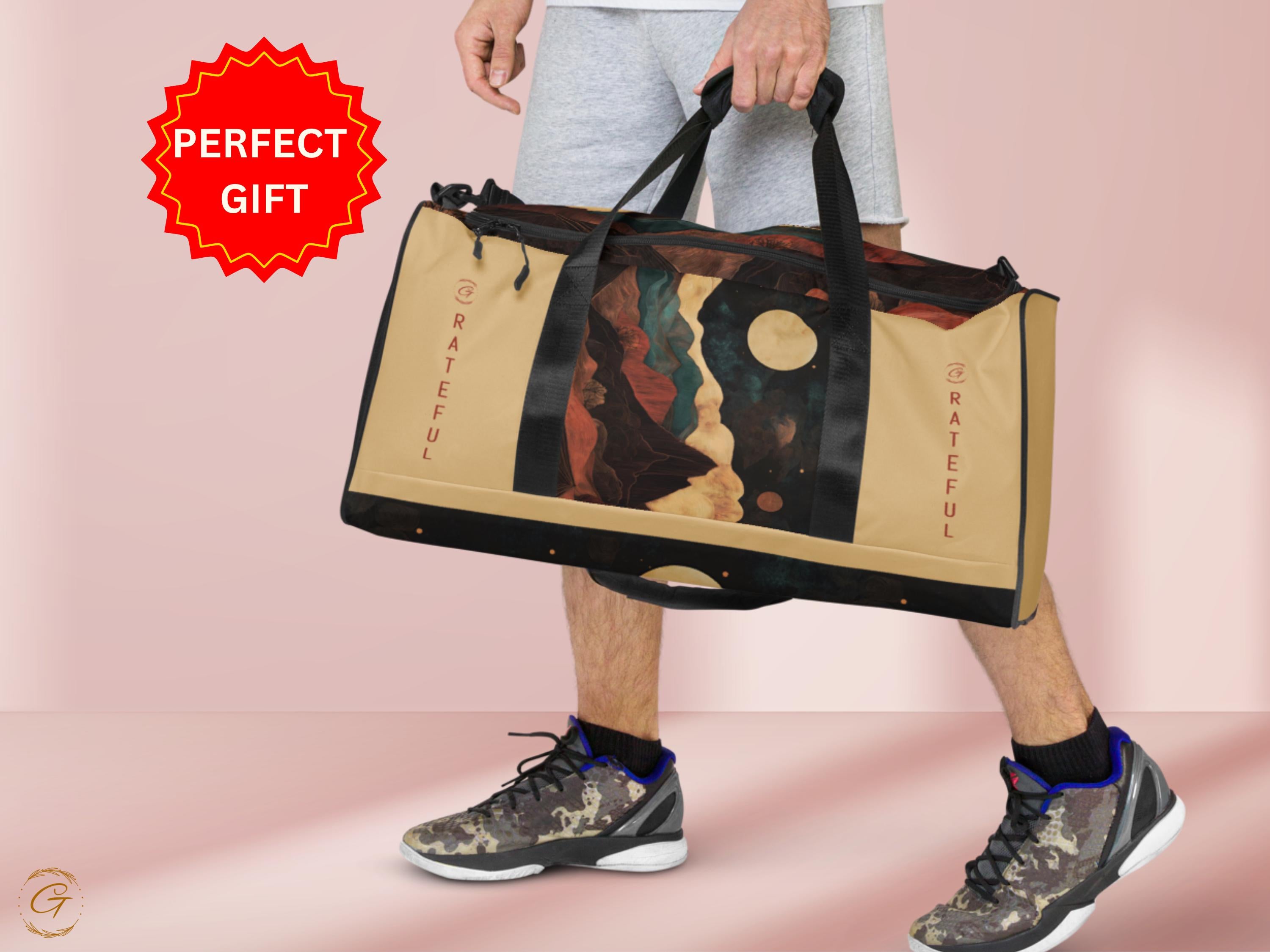 Elegant Moonlit AOP Landscape Duffel Bag – Unique Art Designs, Perfect for Gym, Travel & Weekend Adventure, Lightweight Spacious Duffle Bags