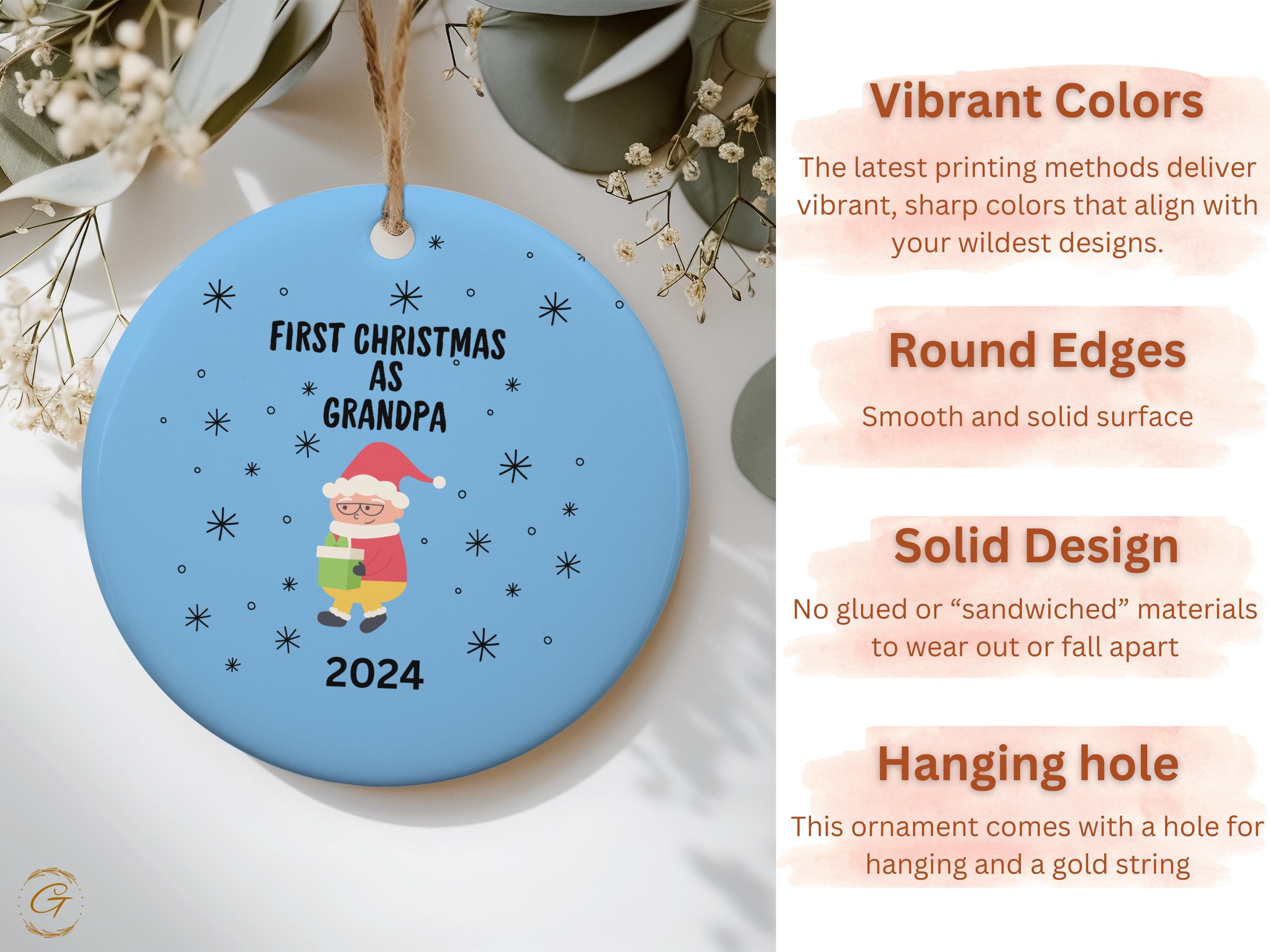 First Christmas Grandpa 2024 Ornament, New Grandpa Gifts, Christmas Tree Decoration, Holiday Keepsake, Festive Ornament, Grandpa Ideal Gifts