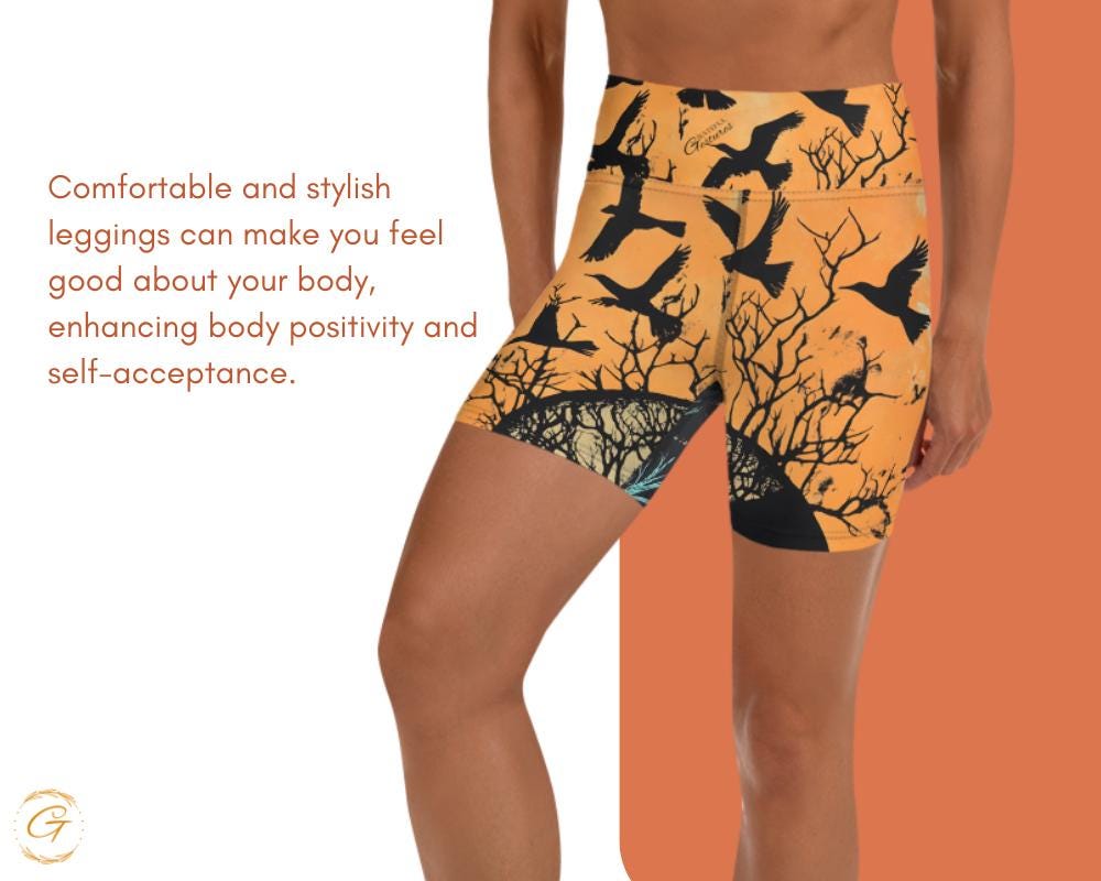 Crow Tree AOP Yoga Shorts High-Waisted Halloween Activewear