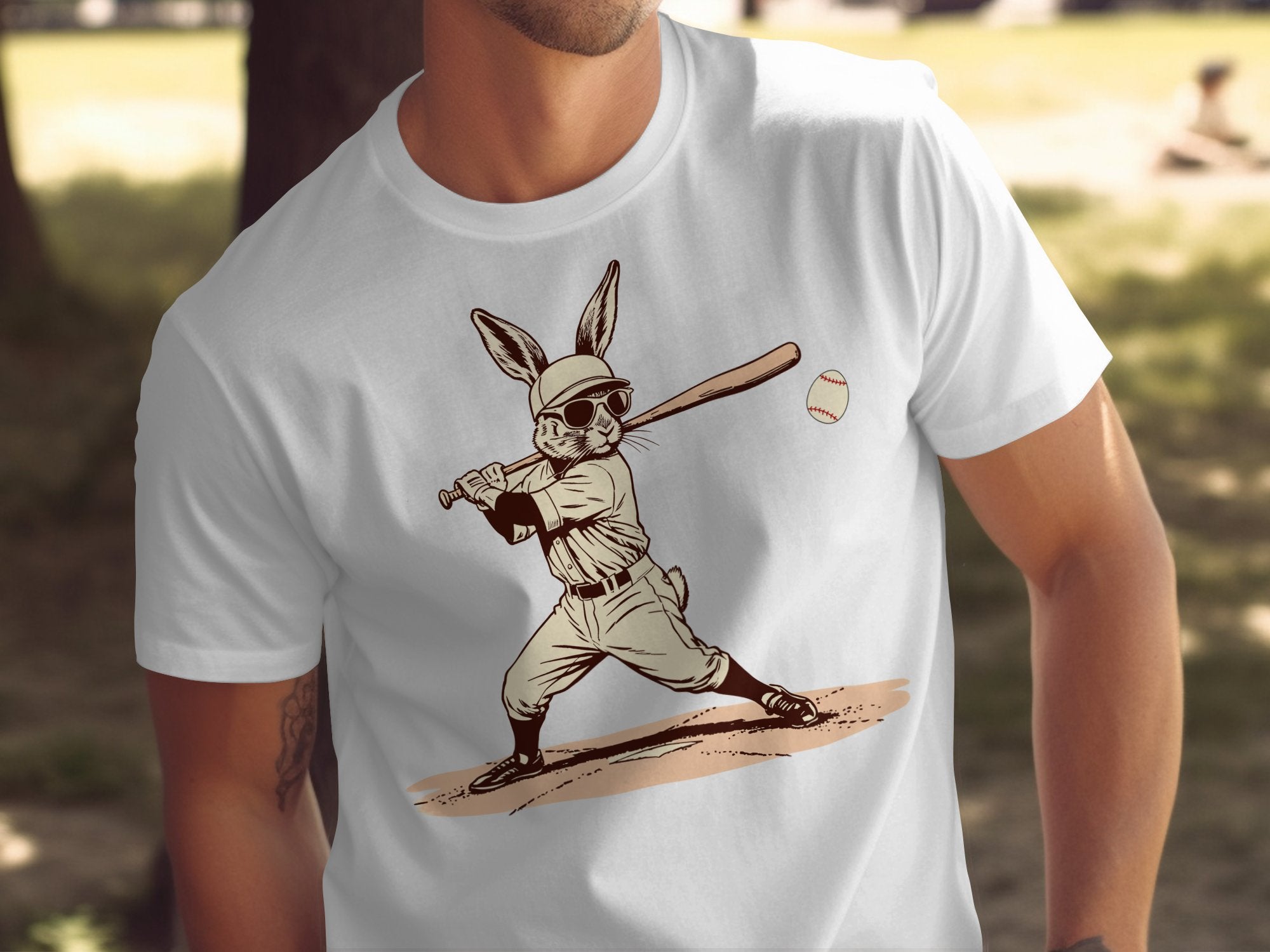 Baseball Playing Bunny Graphic Print T-shirt product type