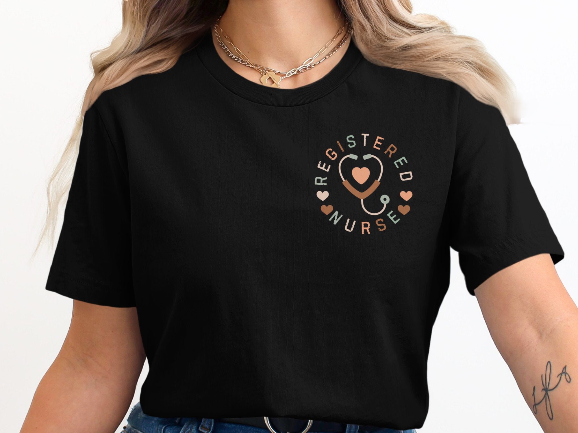 Registered Nurse Design Heart Stethoscope T Shirt product