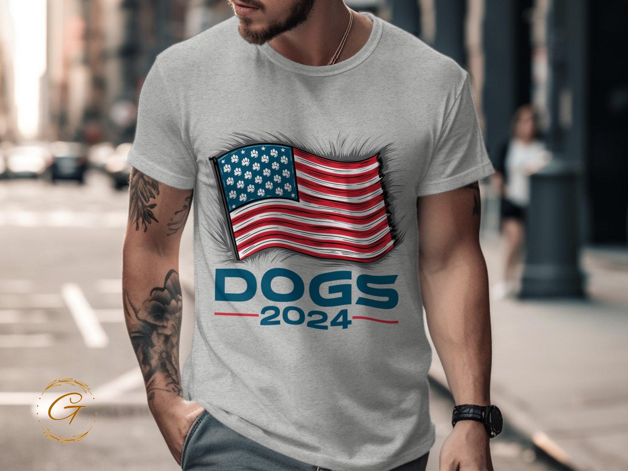 USA Flag Dogs T-Shirt - Patriotic Dog Lover 4th of July Tee