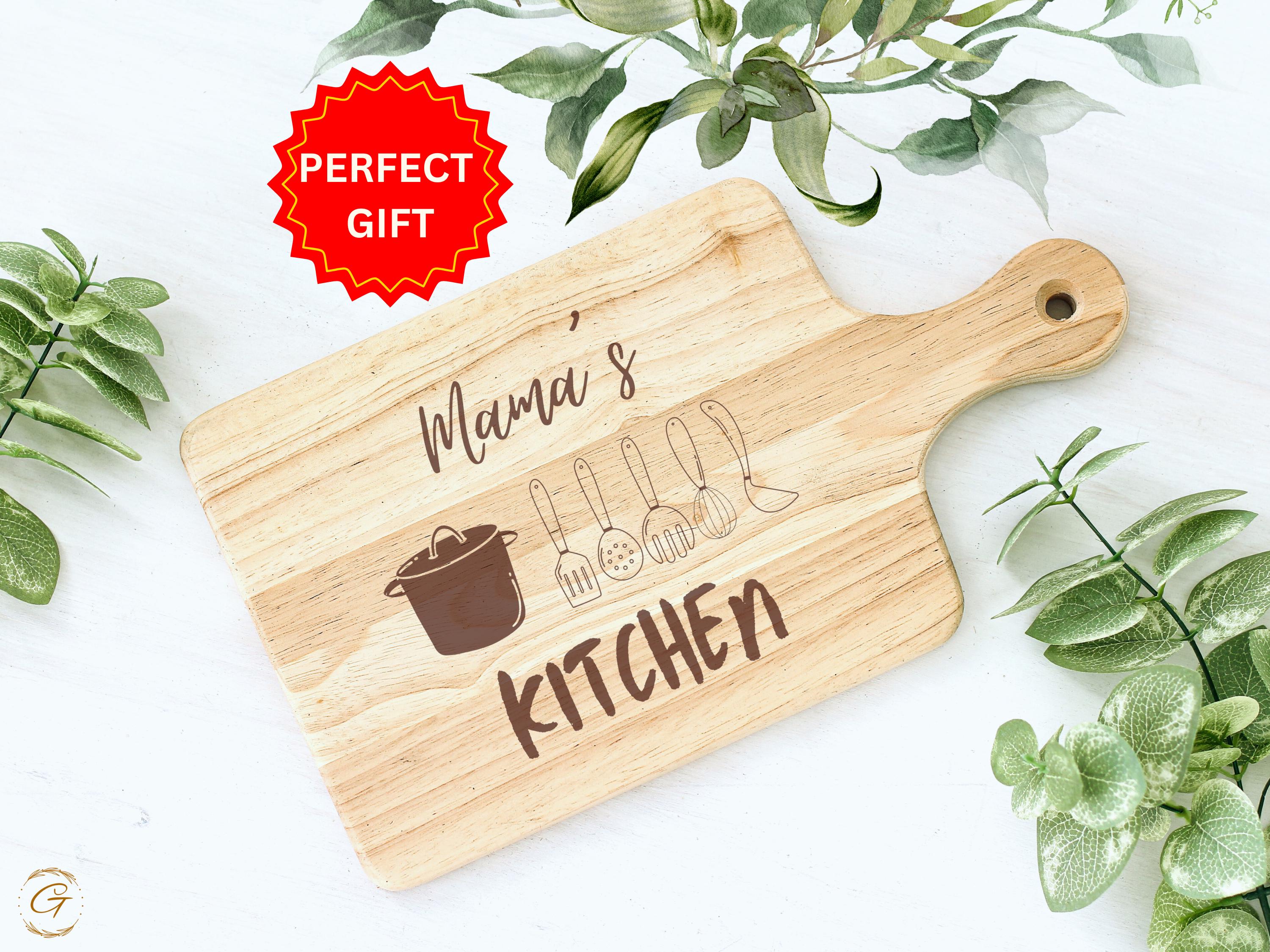 Mama's Kitchen Hardwood Cutting Board, American Wooden Board, Rustic Gift for Moms, Rustic Wooden Kitchen Gift for Mom, Mama's Cutting Board