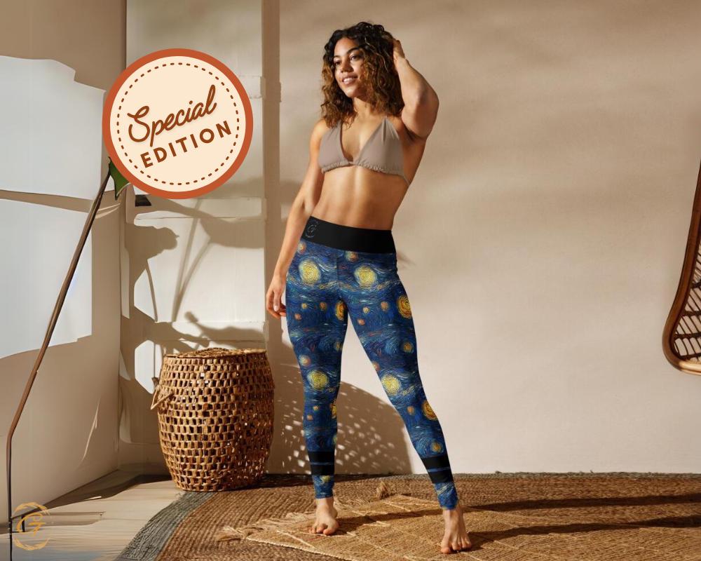 Starry Night Floral Minimalist Leggings and Shorts