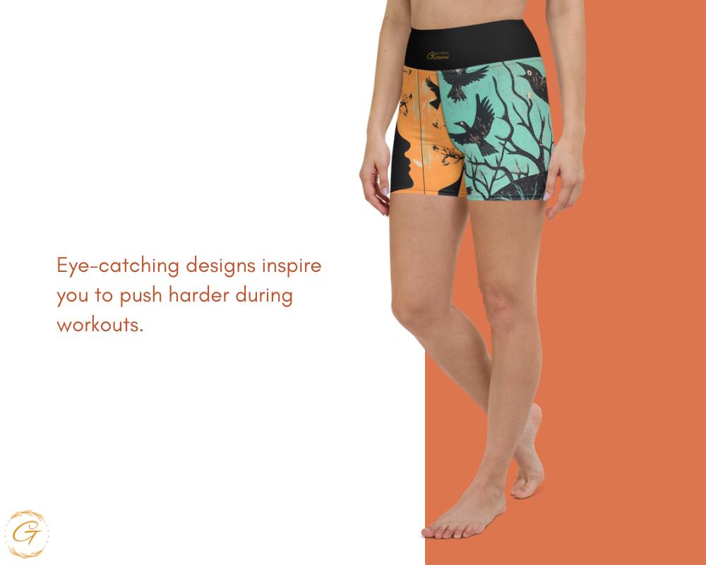 Crow Tree Design Yoga Shorts  High-Waisted Stretchy Activewear