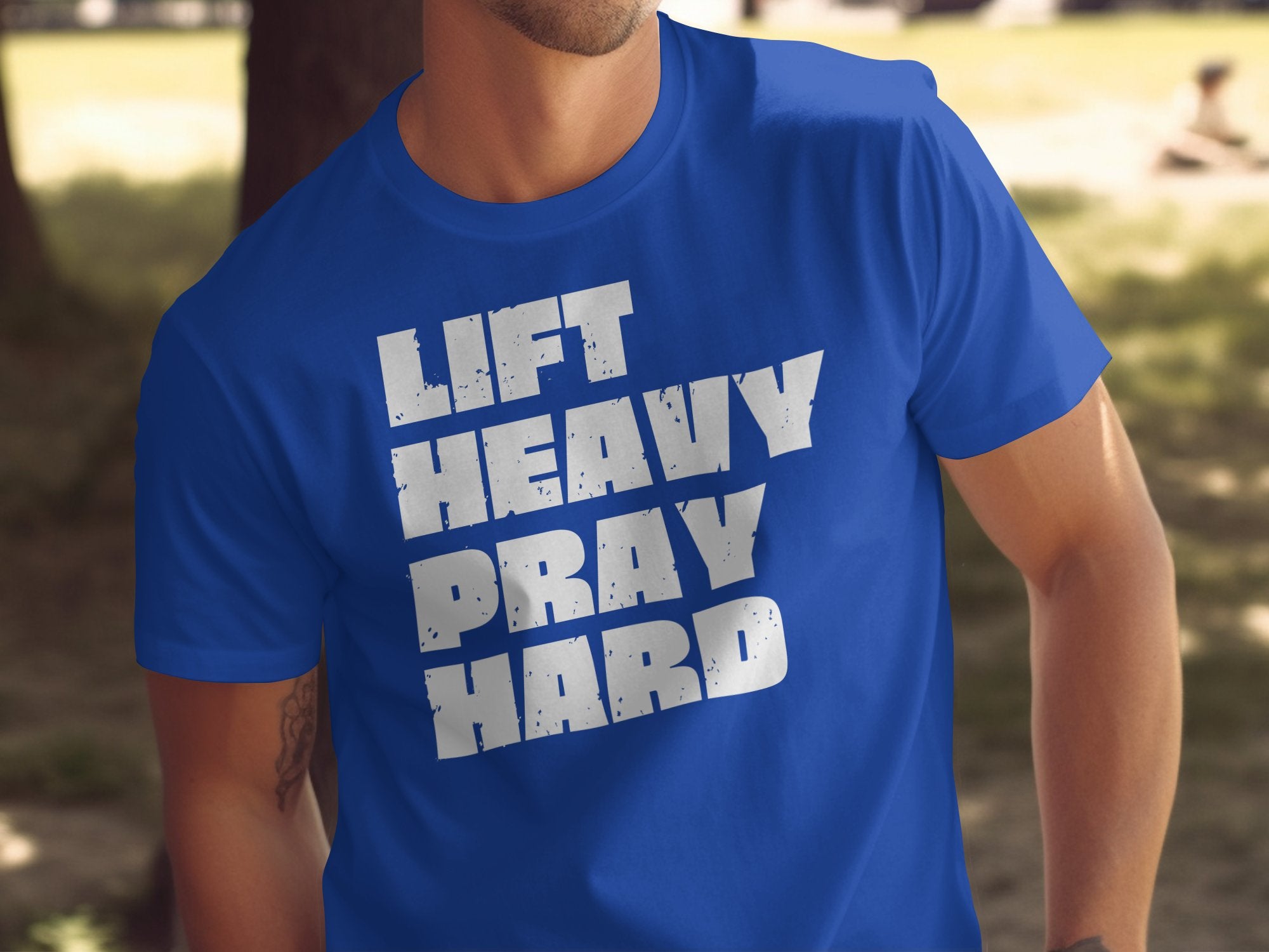Lift Heavy Pray Hard Motivational Gym Shirt product