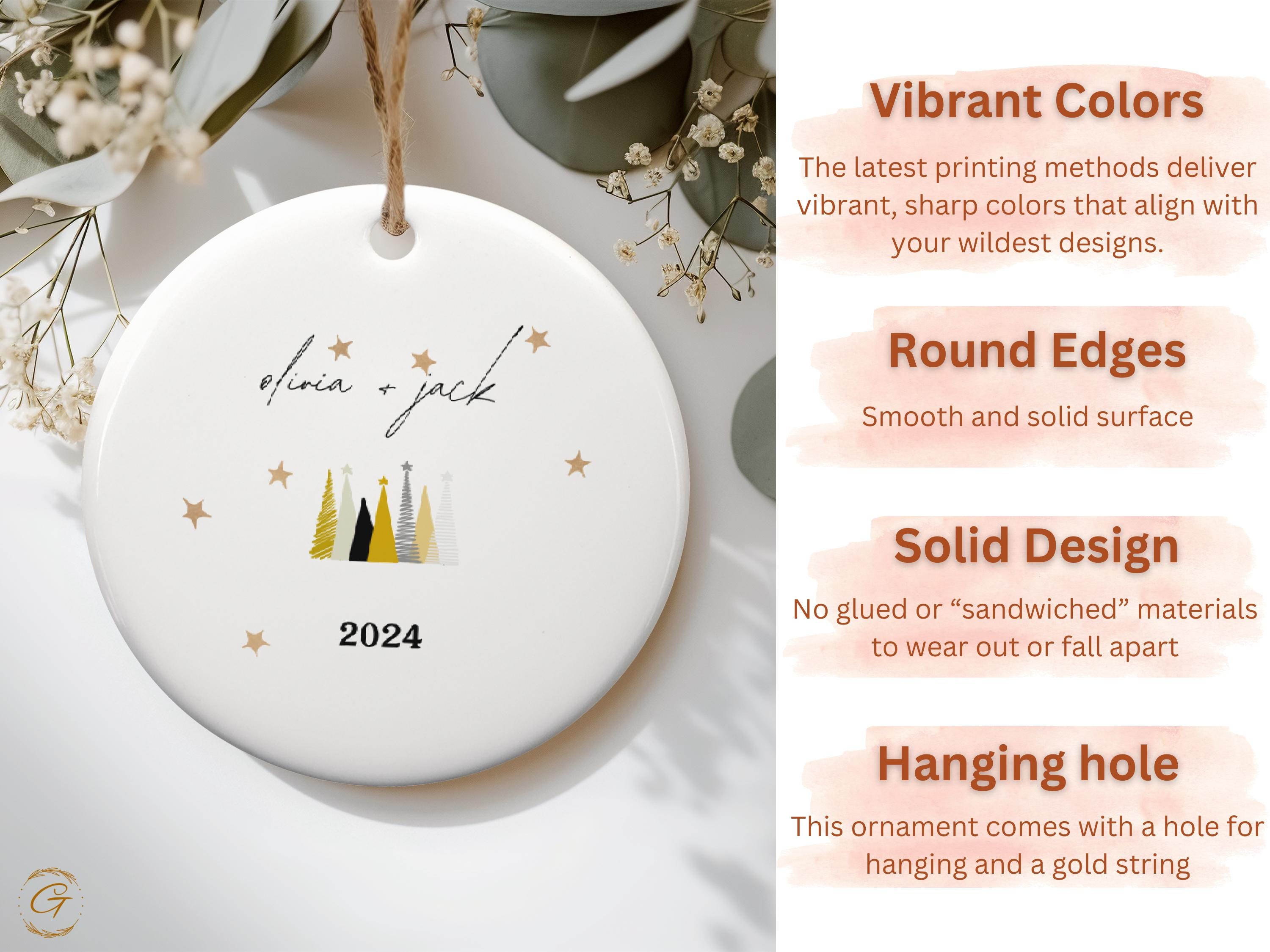 Personalized Christmas Ornament, Custom Name Christmas Decorations, Holiday Tree Ornaments, 2024 Keepsake Gift, Family Tree Holiday Ornament