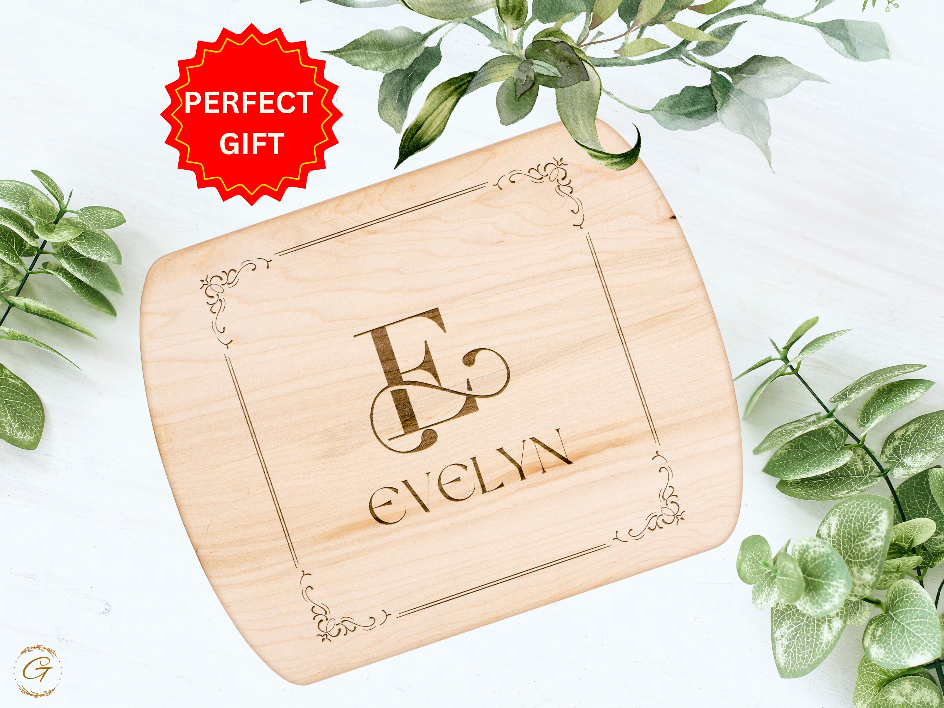 Personalized Hardwood Cutting Board - Custom Initial & Name Engraved Charcuterie Board - Wedding, Housewarming, Gift for Kitchen Decor Ideas