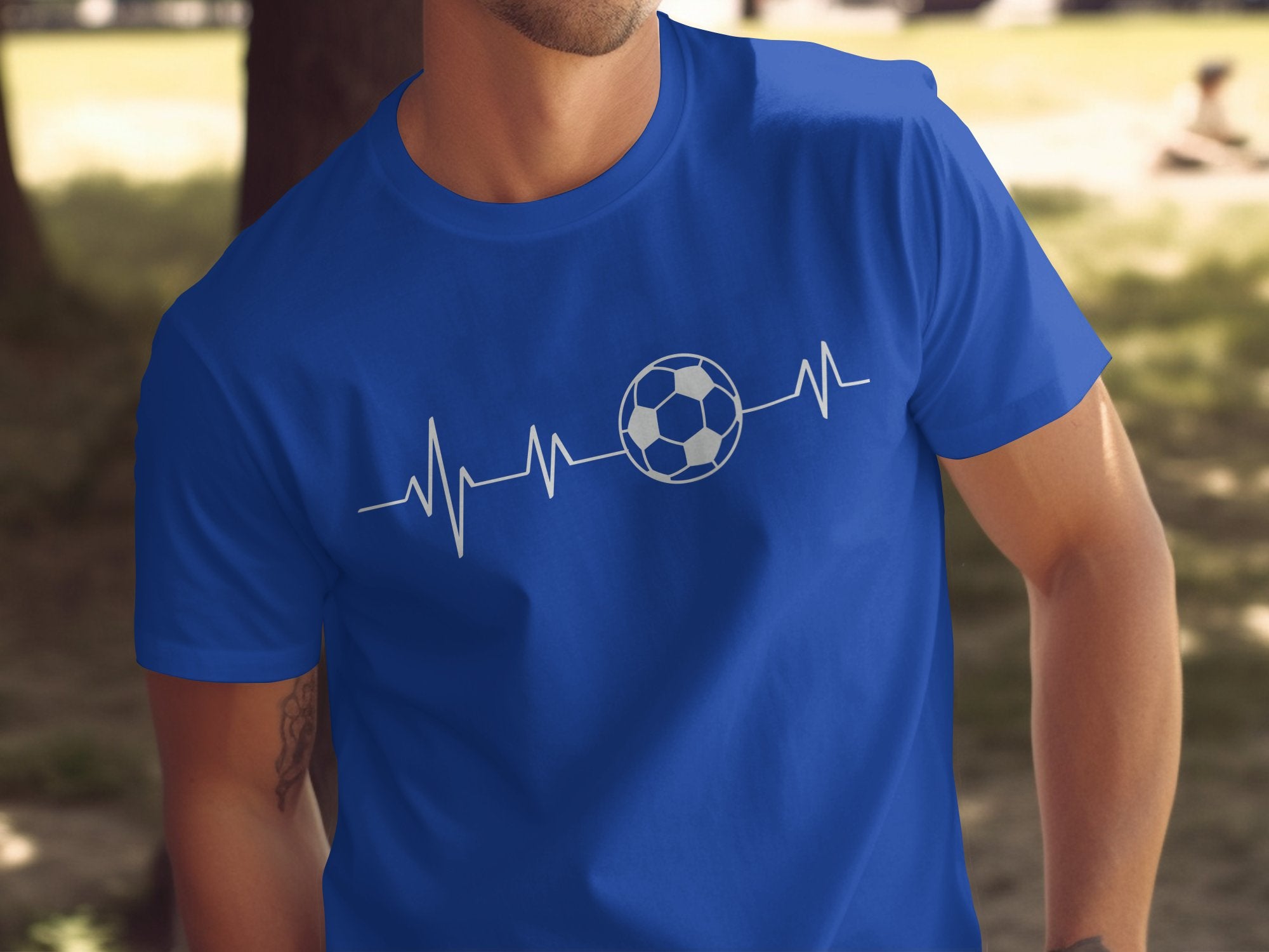 Soccer Ball Heartbeat Design Blue T-shirt product