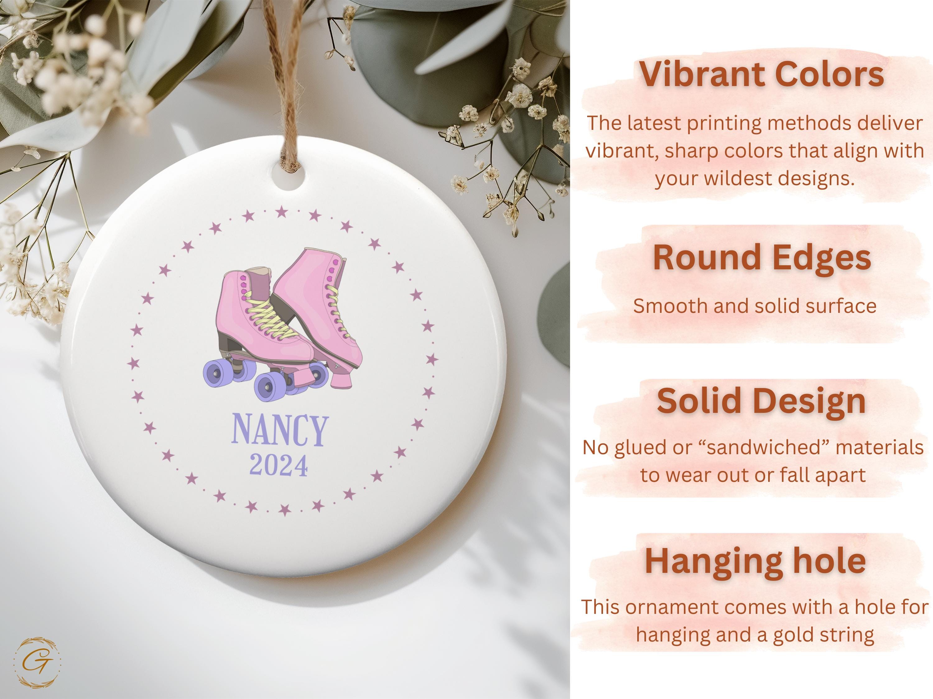 Personalized Retro Roller Skates Ornament, Custom Name Ornament