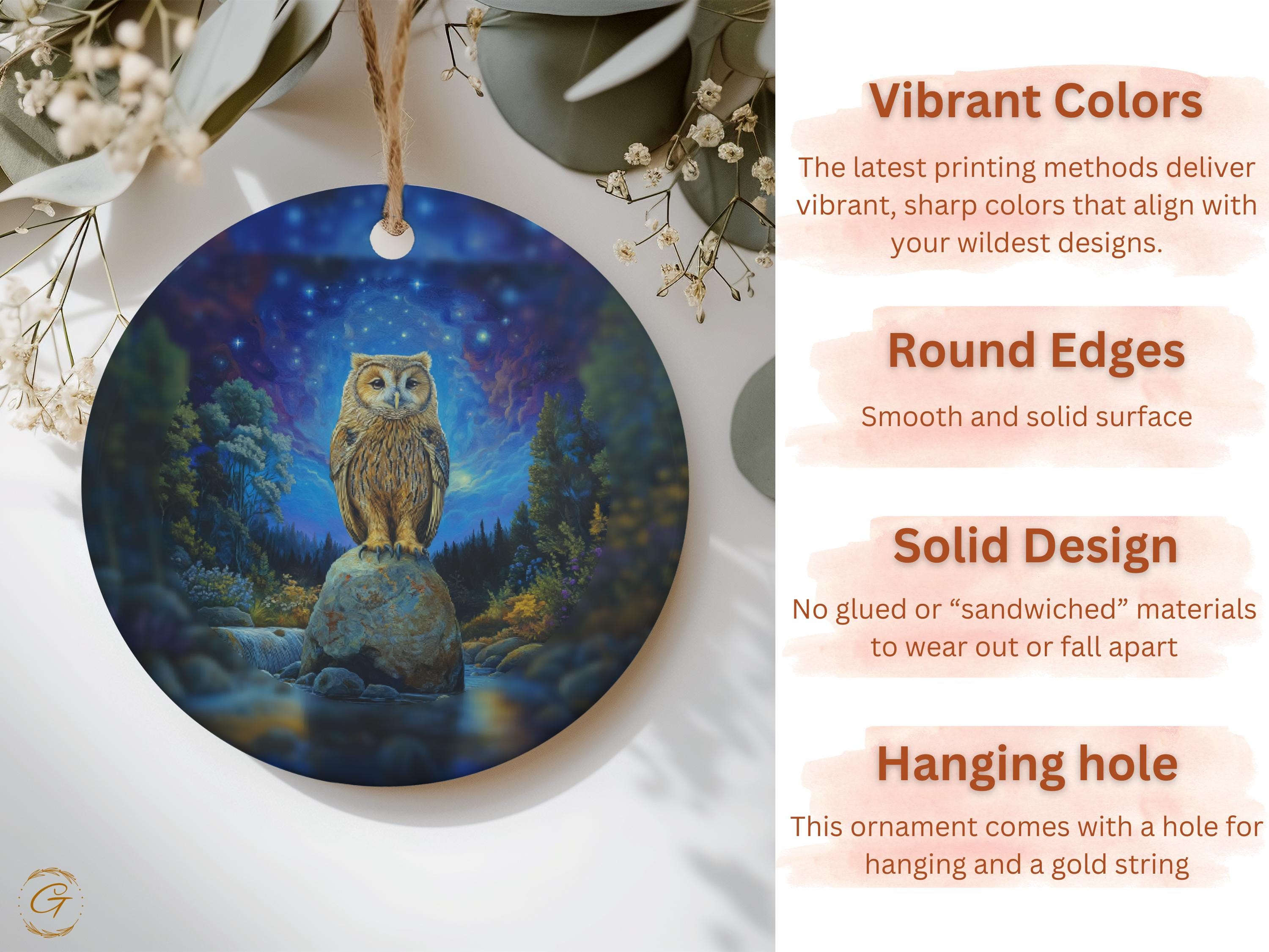 Owl Ornament, Night Sky Art Halloween Decor, Unique Owl Decor, Handcrafted Owl Figurine Forest Decor, Woodland Animal Art, Nature Home Decor