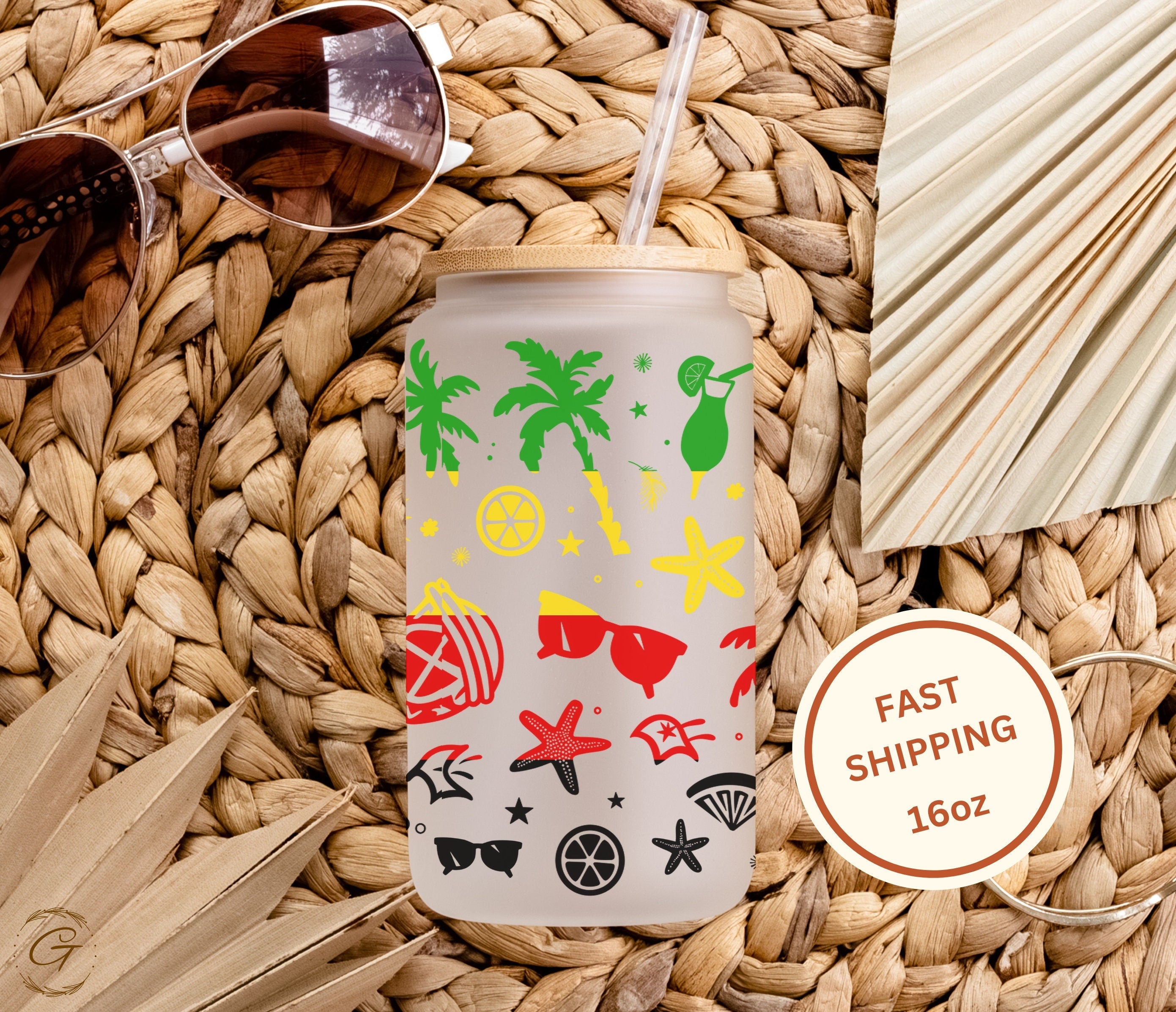 Rasta Summer Vibes Frosted Glass Cup