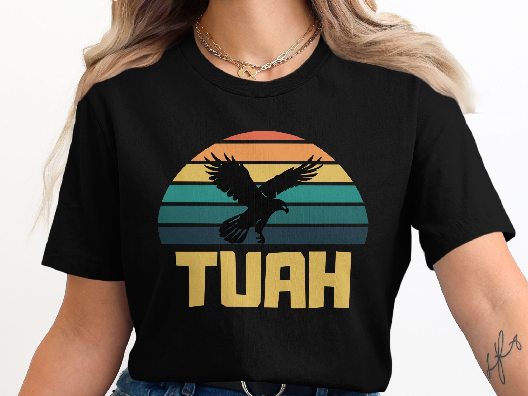 Eagle Design Retro Sunset Graphic Tee Shirt product