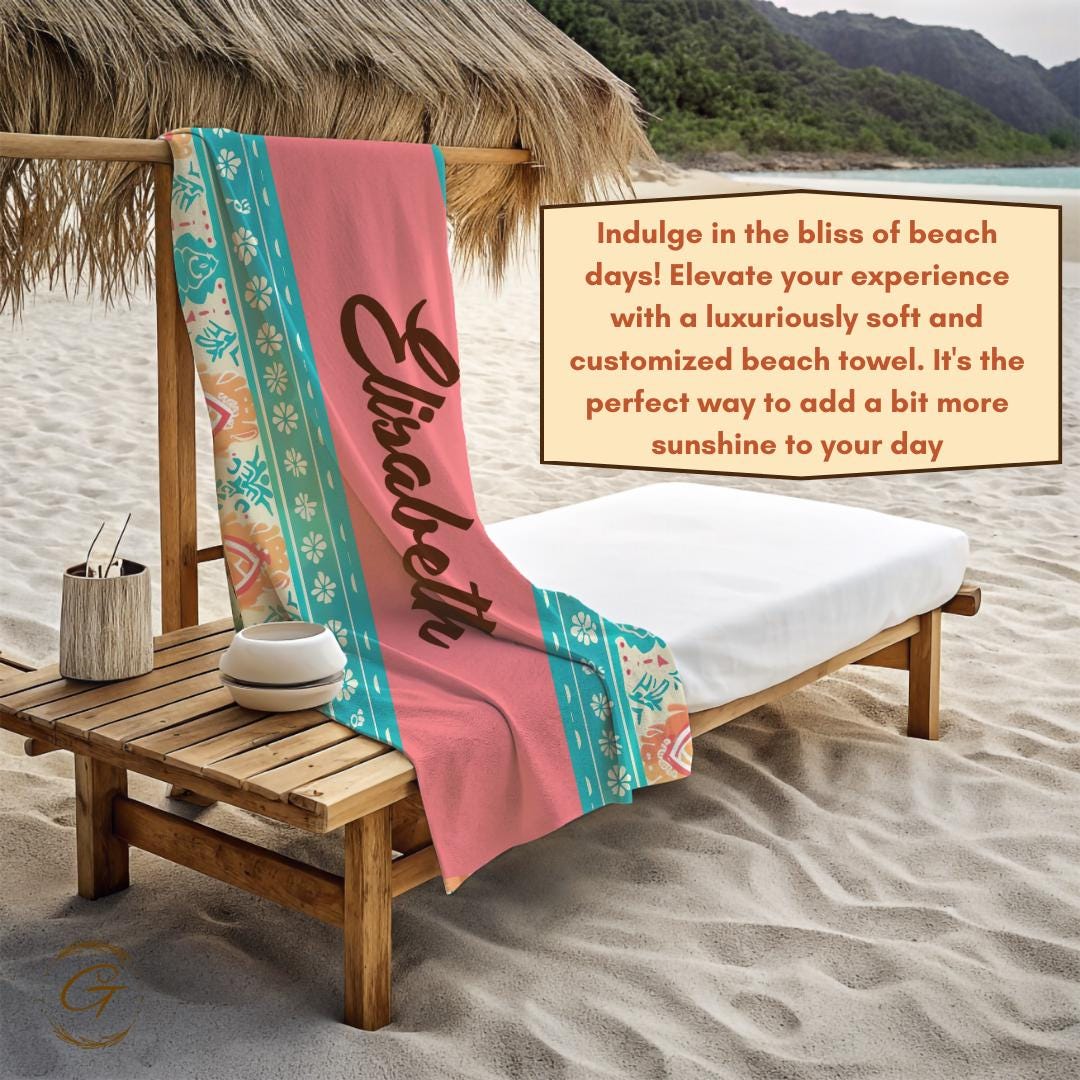 Bohemian Mint Personalized Beach Towel