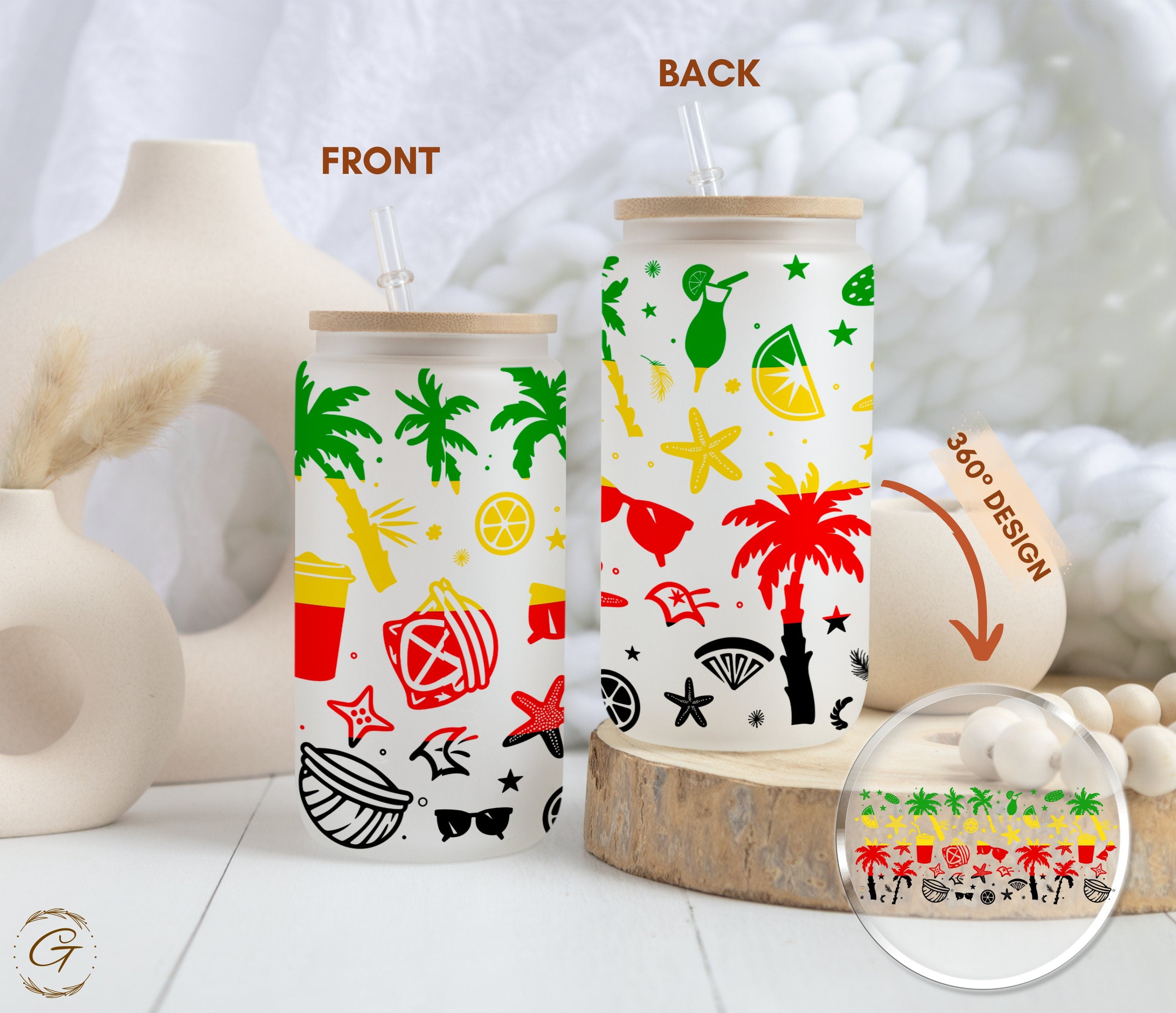 Rasta Summer Vibes Frosted Glass Cup